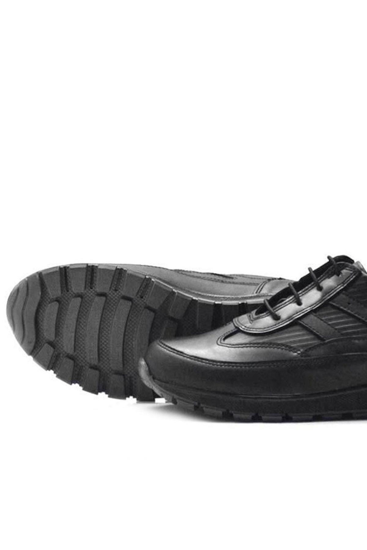 Rakerplus Black Genuine Leather Lace up Sports Collage School Shoes for boys 3800-S1-DERI.36