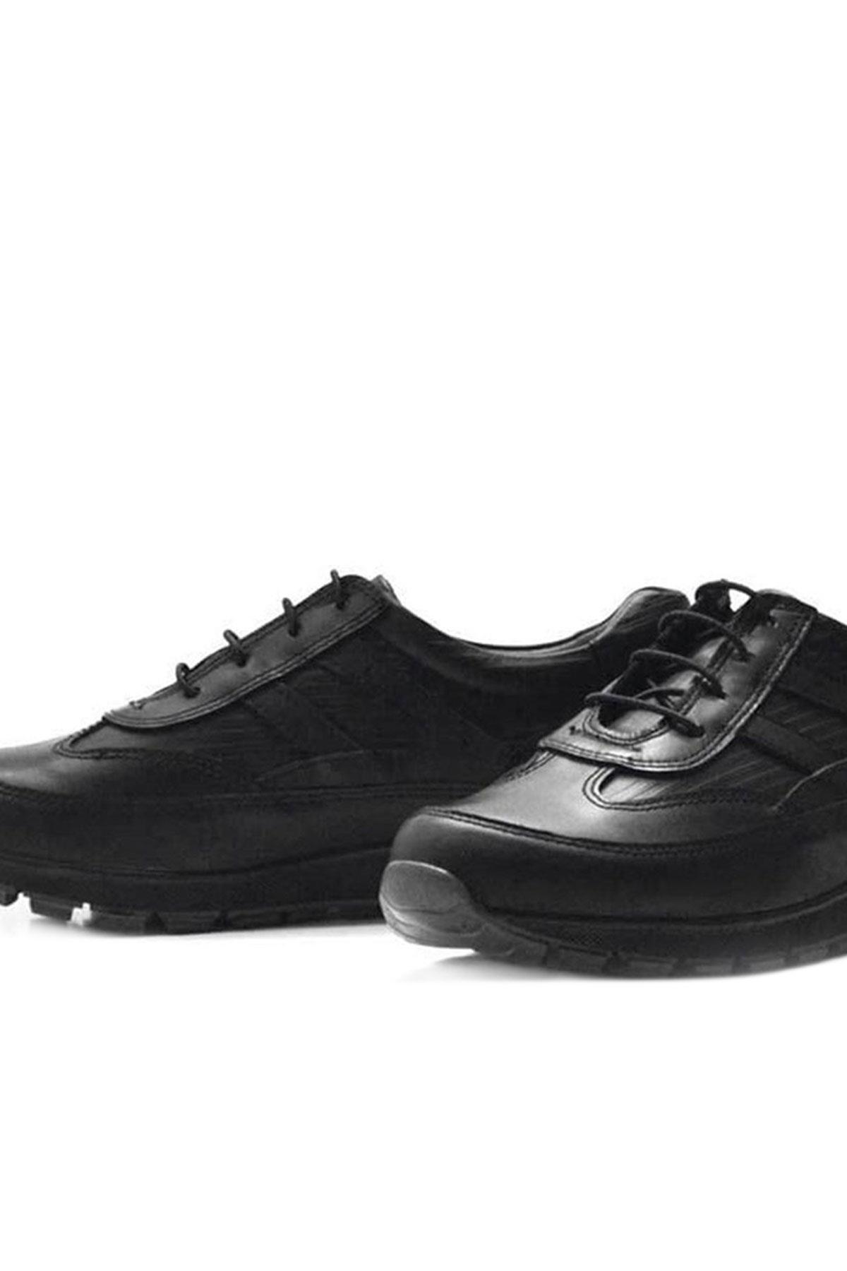 Rakerplus Black Genuine Leather Lace up Sports Collage School Shoes for boys 3800-S1-DERI.36