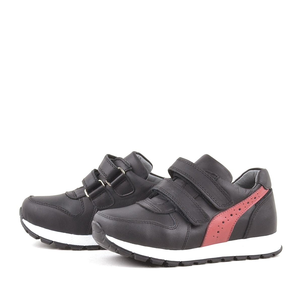 Rakerplus Hakiki Deri Siyah Cırtlı Çocuk Sneakers