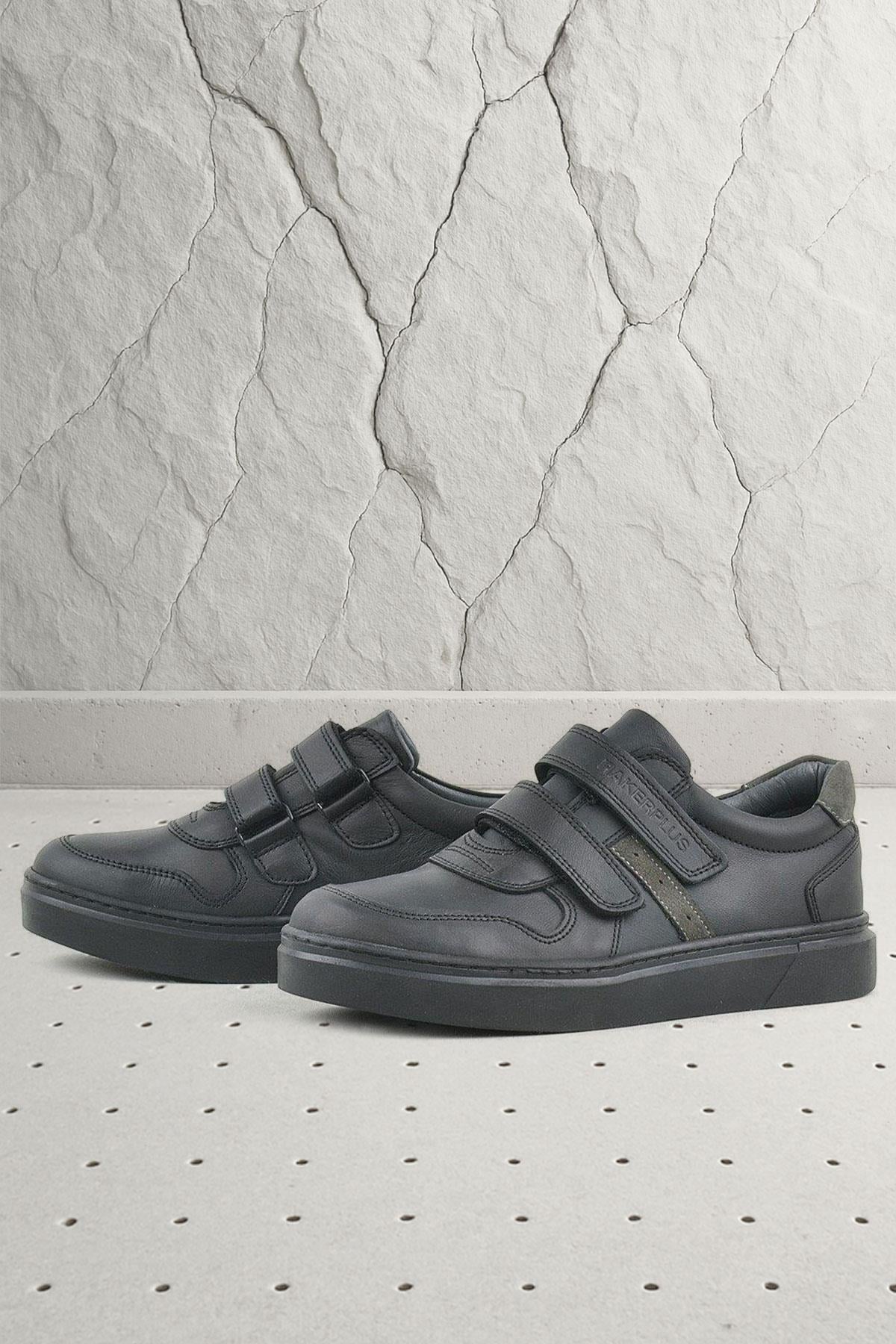 Rakerplus Genuine Leaher Khaki Green Black Kids Boys Sneaker 3751-SG.36