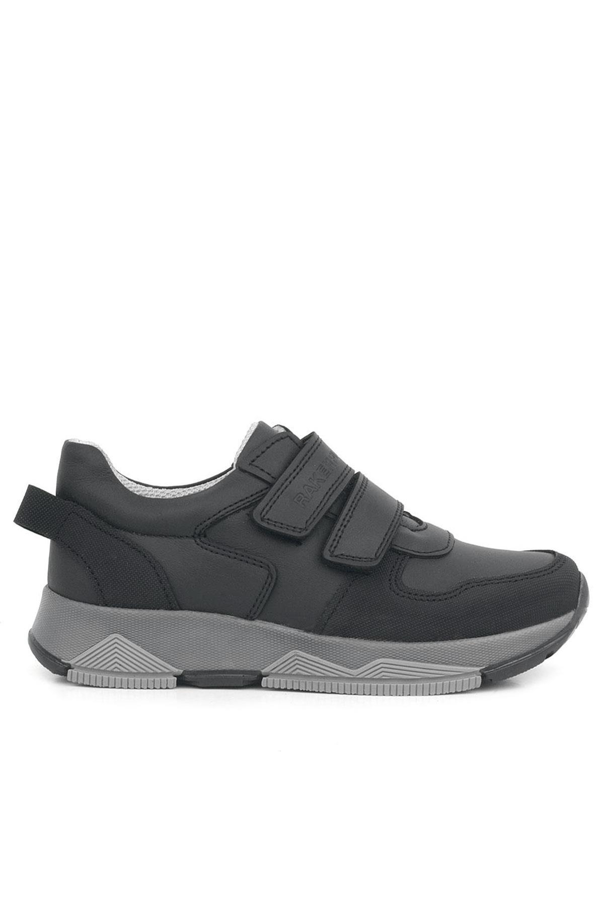 Rakerplus Black Genuine Leather Sportts School Shoes For Kids 3880-SS.26