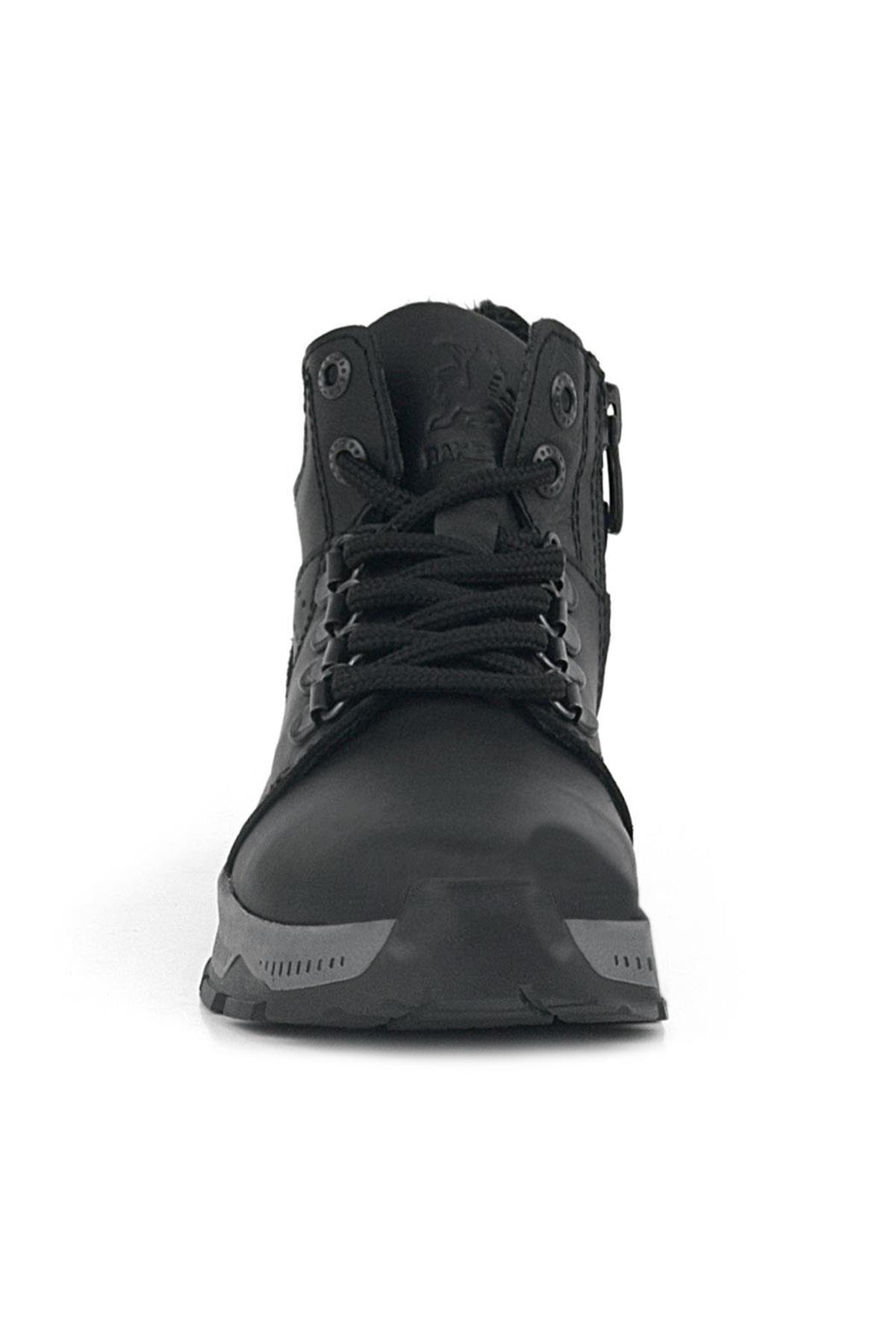 Rakerplus Hakiki Deri Siyah Fermuarlı Trekking Erkek Çocuk Bot 9603-SSC.31