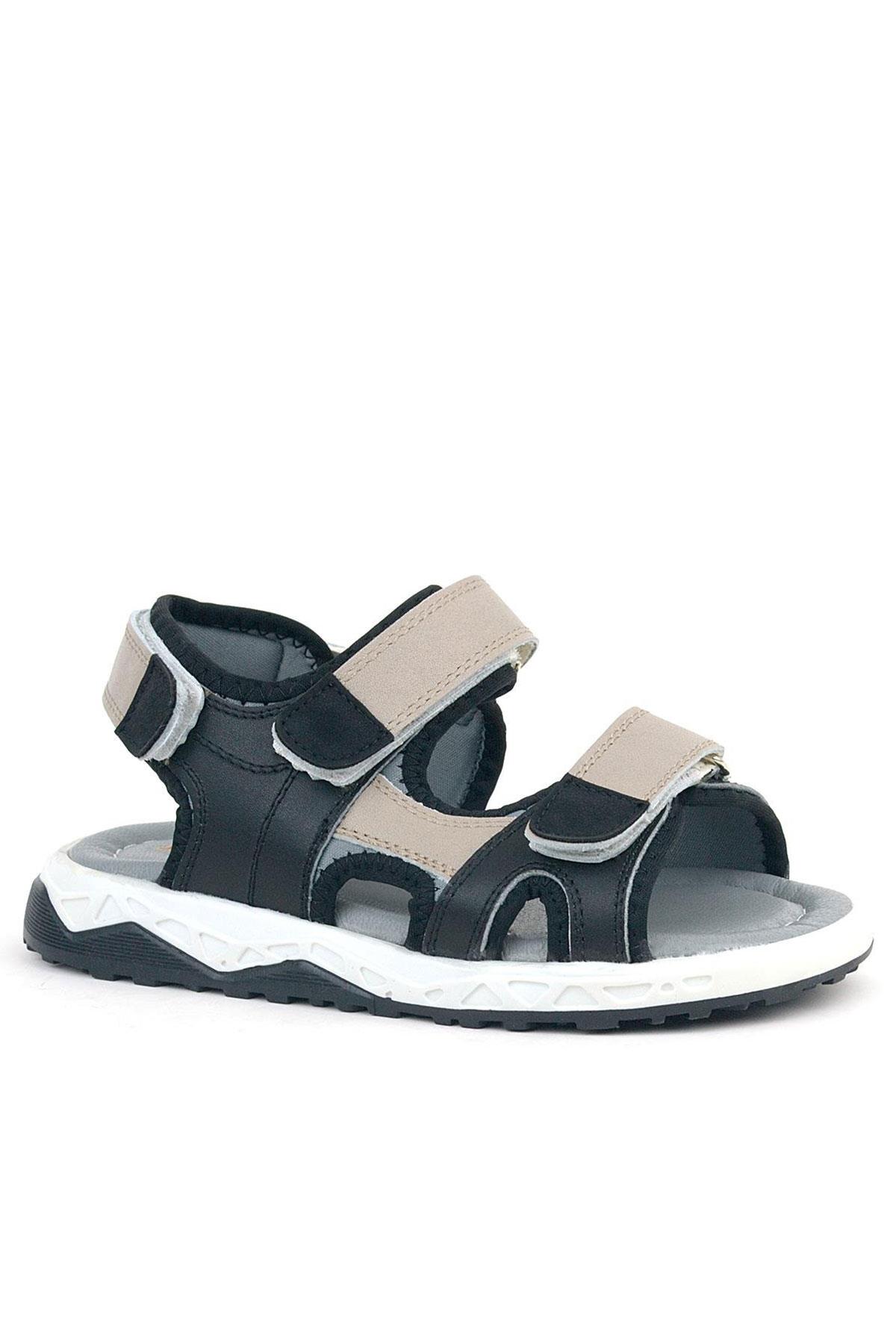 Rakerplus Genuine Leather Black Sand Color Velcro Kids Sandals 14023-SKM.26