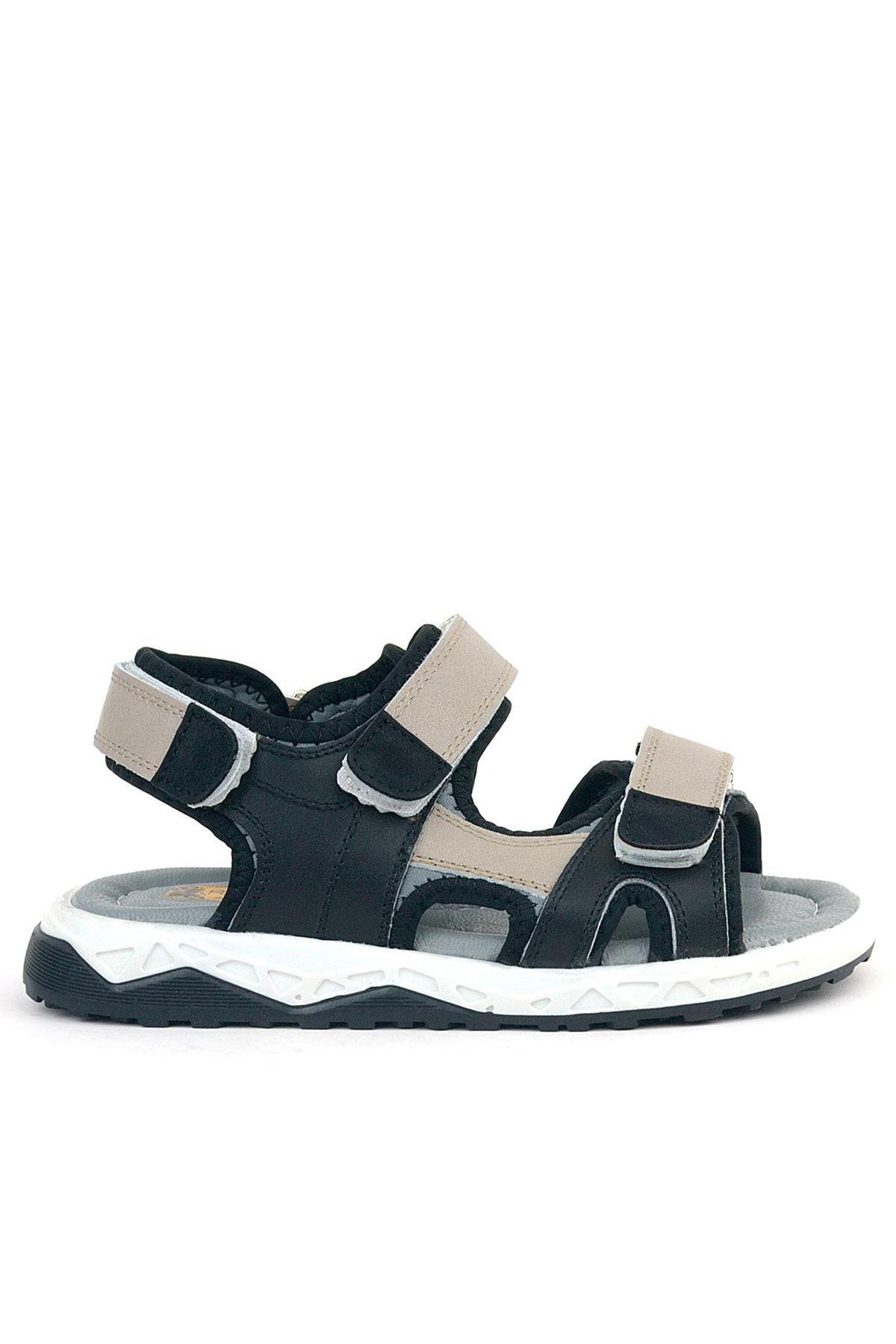 Rakerplus Genuine Leather Black Sand Color Velcro Kids Sandals 14023-SKM.26