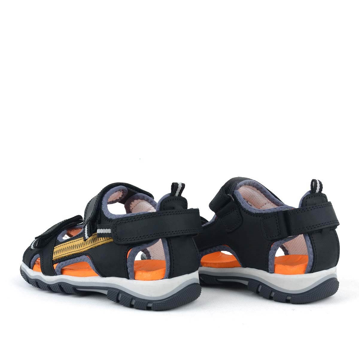 Rakerplus Hakiki Deri Siyah Turuncu Outdoor Erkek Çocuk Sandalet