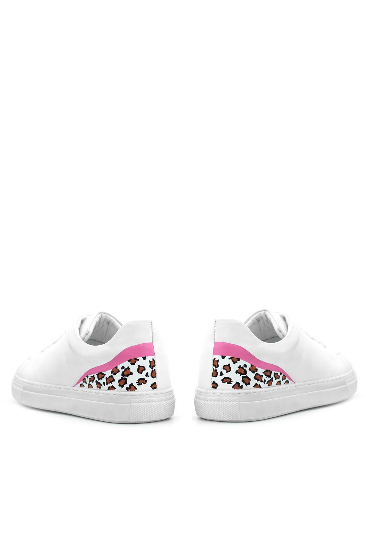 Rakerplus Tbons Özel Tasarım Beyaz Hakiki Deri Kadın Bağcıklı Sneaker Ayakkabı