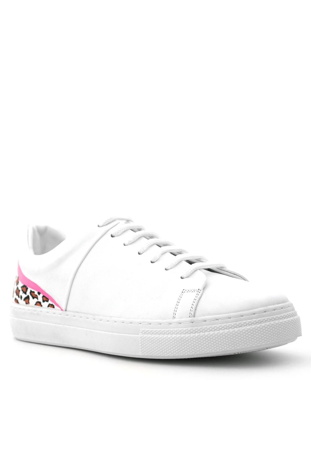 Rakerplus Tbons Özel Tasarım Beyaz Hakiki Deri Kadın Bağcıklı Sneaker Ayakkabı