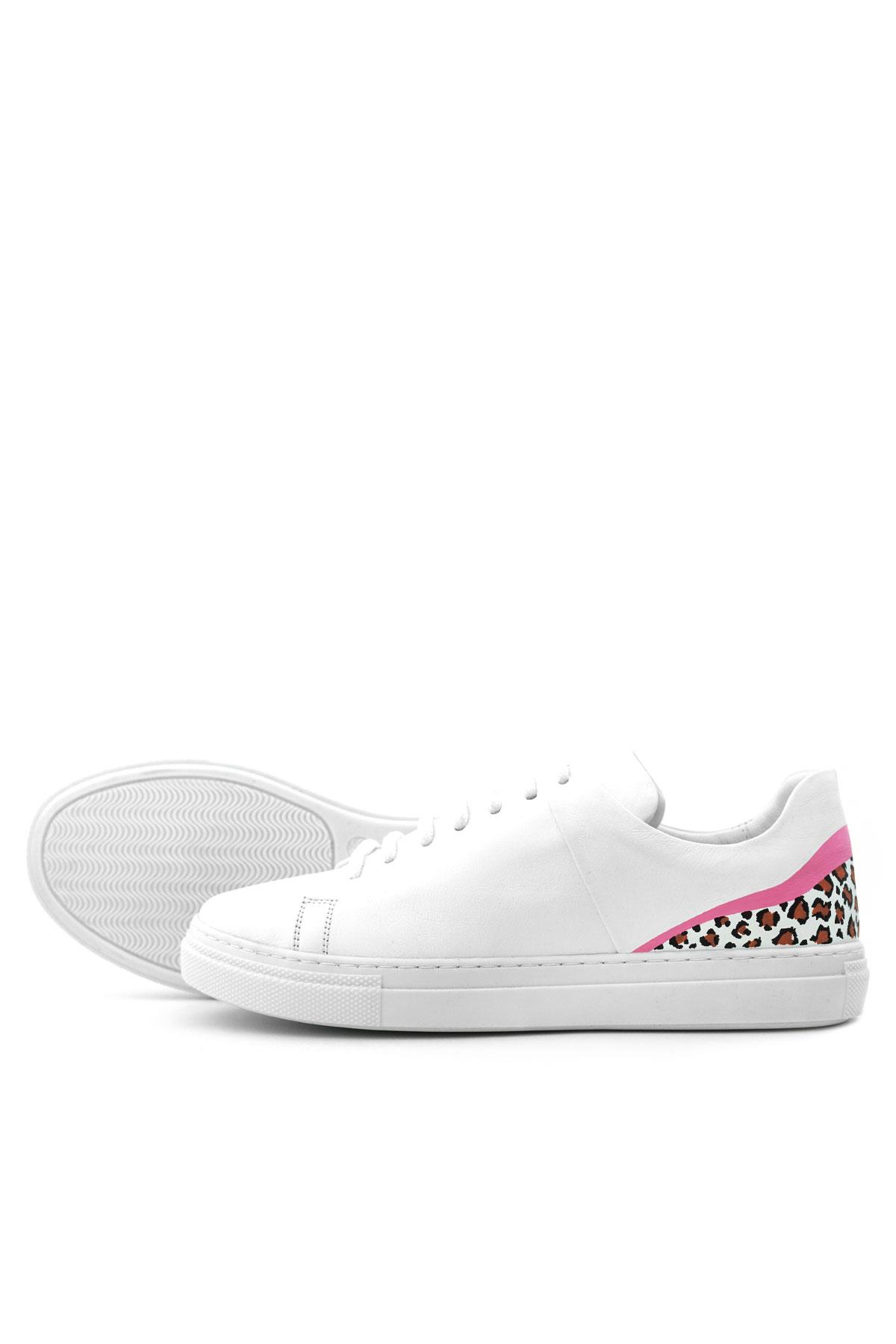 Rakerplus Tbons Özel Tasarım Beyaz Hakiki Deri Kadın Bağcıklı Sneaker Ayakkabı