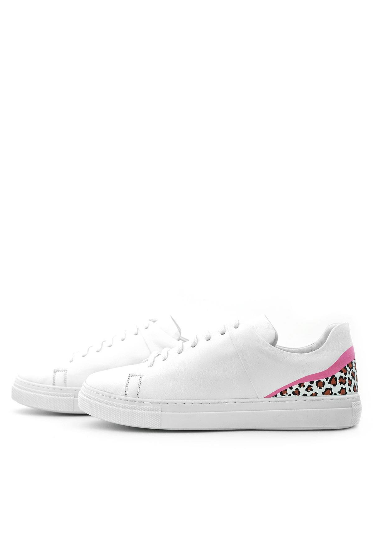 Rakerplus Tbons Özel Tasarım Beyaz Hakiki Deri Kadın Bağcıklı Sneaker Ayakkabı