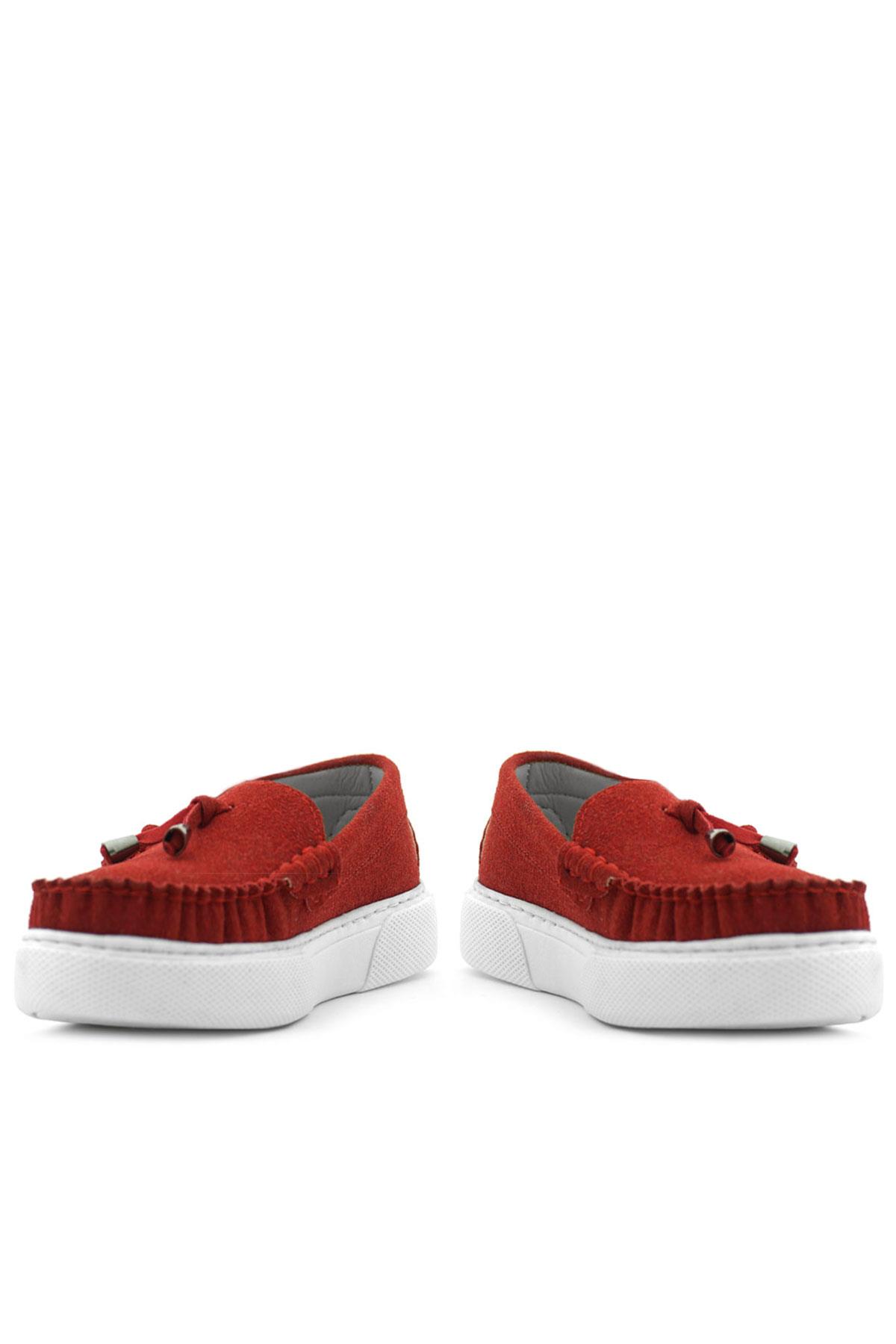 Rakerplus Kırmızı Süet Ekstra Hafif Çocuk Makosen Ayakkabı 3403-KRMZ.30