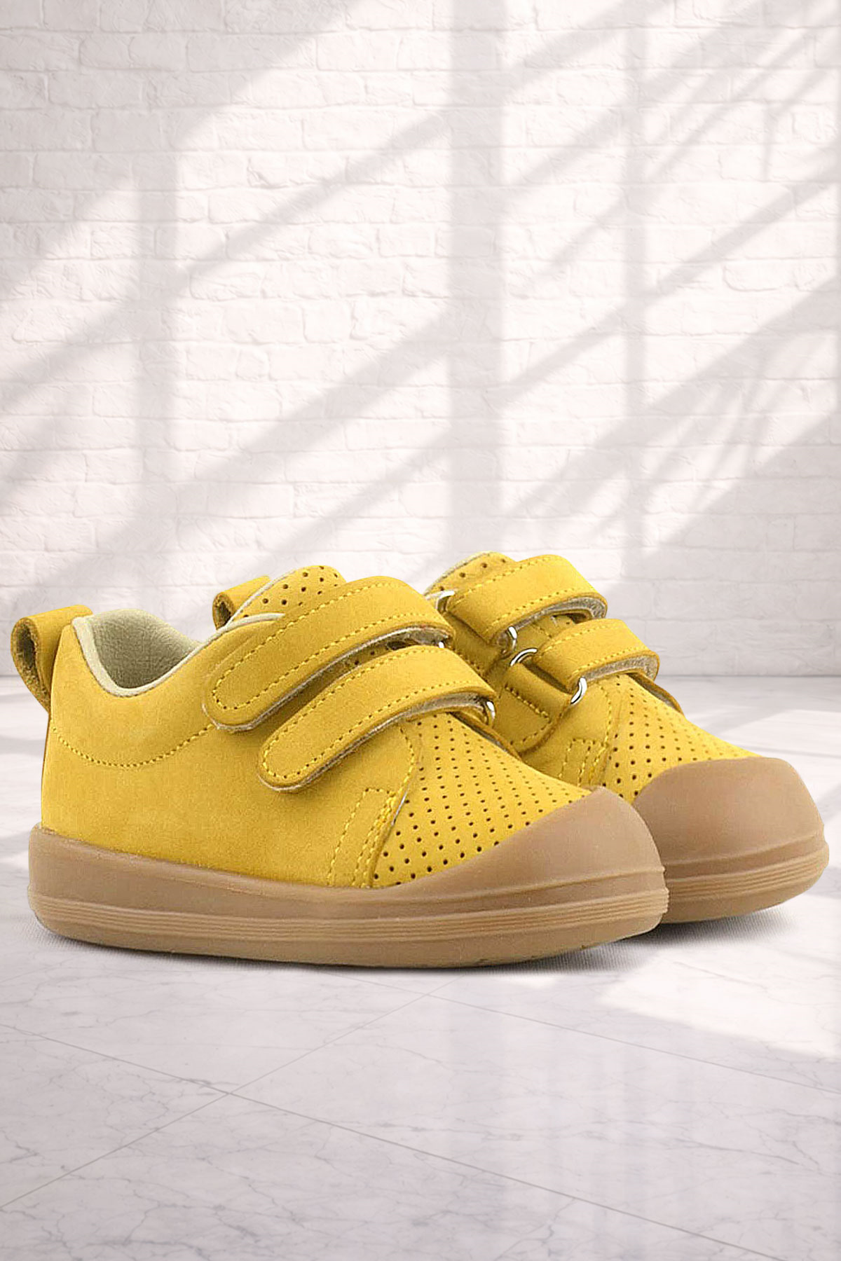 Rakerplus Sonic Hakiki Deri Sarı Cırtlı Anatomik Bebek Spor Ayakkabı Sneaker