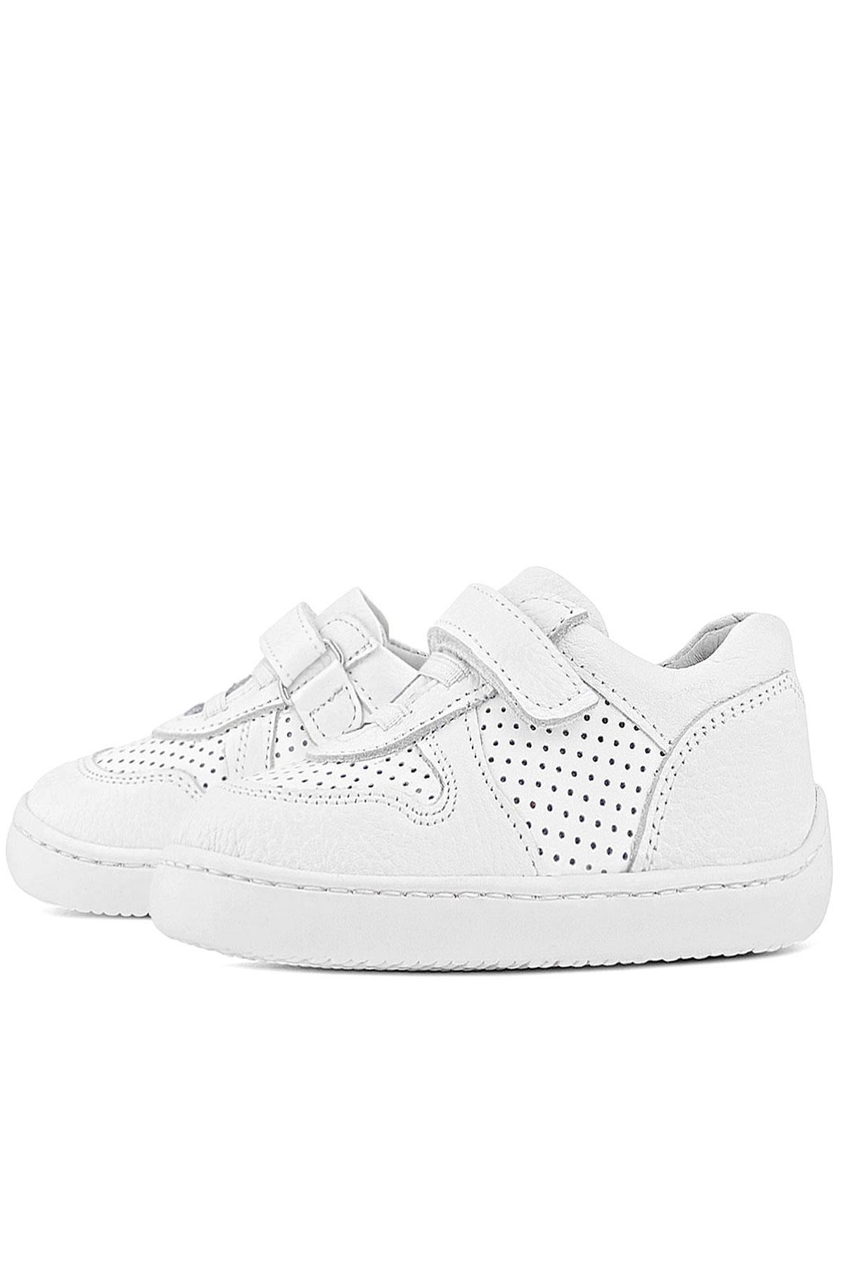 Rakerplus Bob Hakiki Deri Beyaz Barefoot Beyaz Tabanlı Cırtlı Bebek Sneaker Ayakkabı