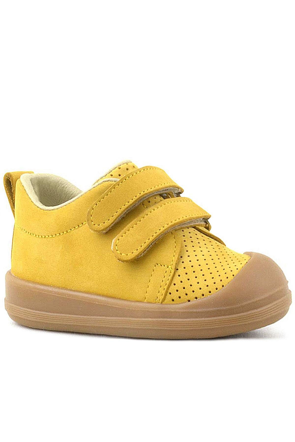 Rakerplus Sonic Hakiki Deri Sarı Cırtlı Anatomik Bebek Spor Ayakkabı Sneaker