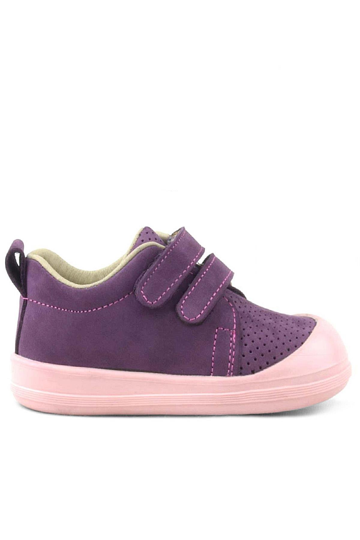 Rakerplus Sonic Hakiki Deri Mor Cırtlı Anatomik Bebek Spor Ayakkabı Sneaker