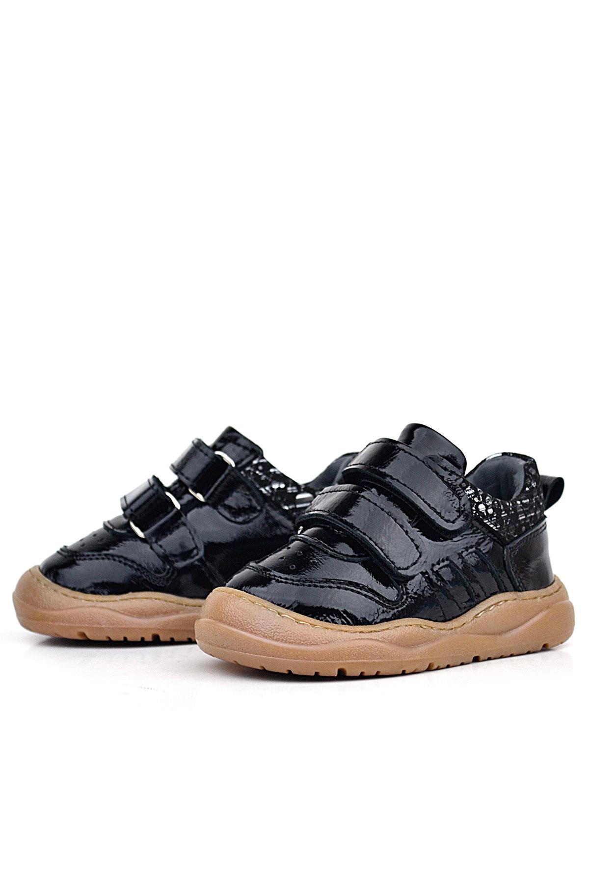 Rakerplus Schaggy Genuine Leather Shiny Black Baby Sports Shoes