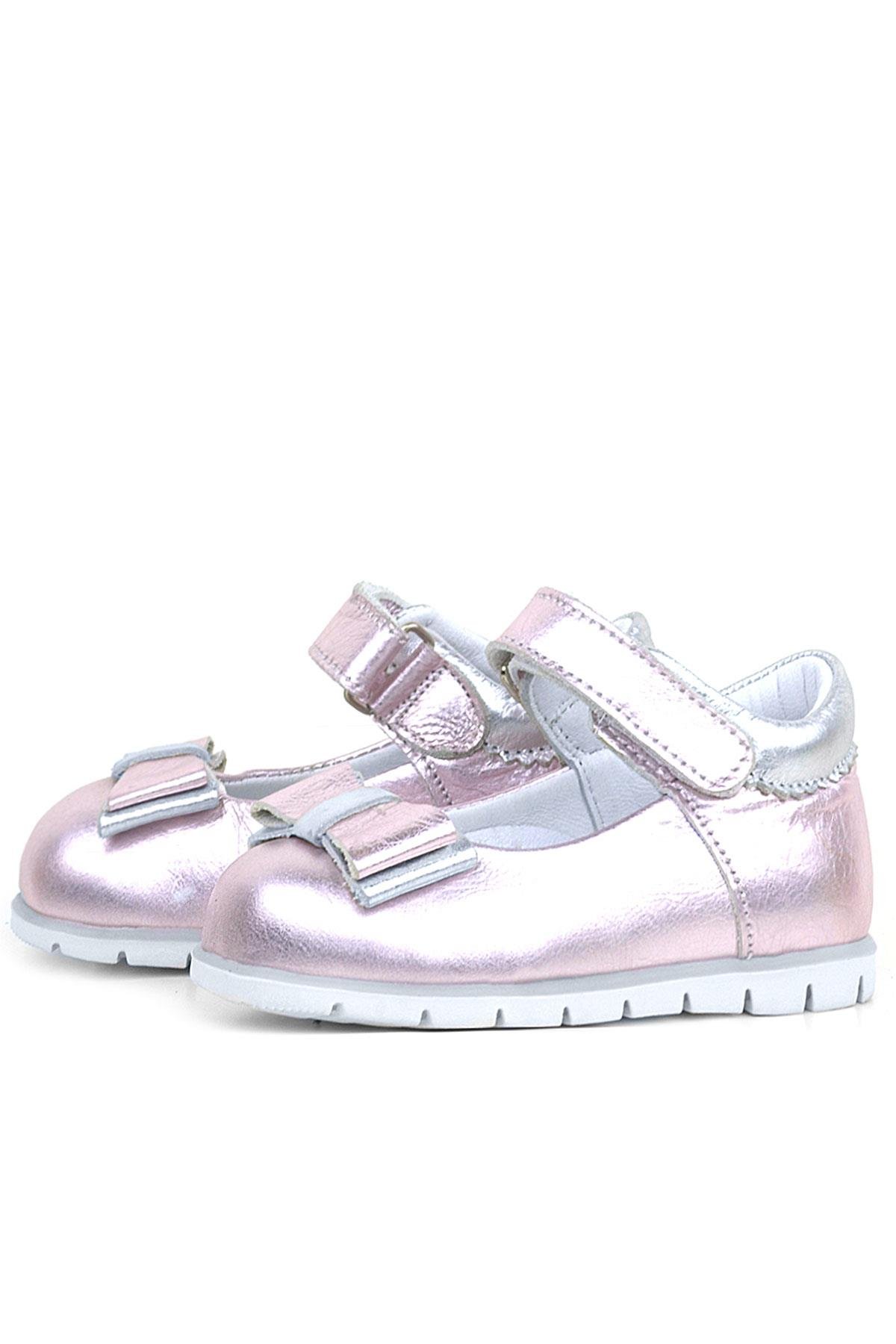 Rakerplus Genuine Leather Pink Silver Babettestes For Baby Girls