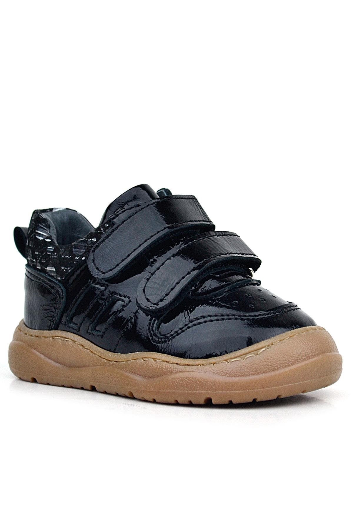 Rakerplus Schaggy Genuine Leather Shiny Black Baby Sports Shoes