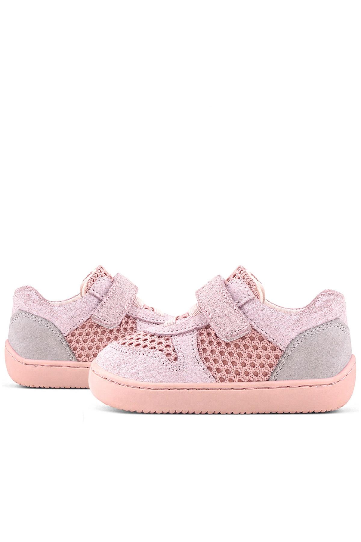 Rakerplus Bob Hakiki Deri Pudra Gri Barefoot Cırtlı Lastikli Bebek Sneaker Ayakkabı