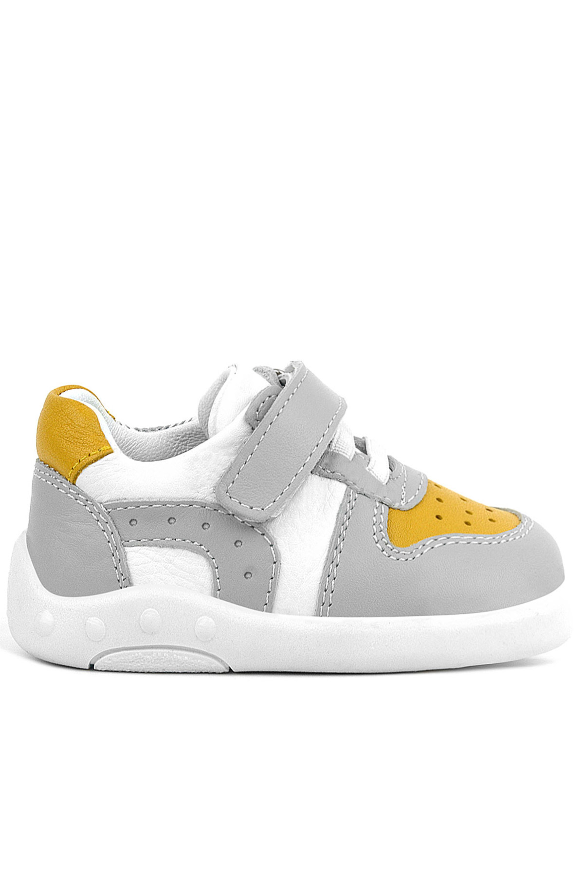 Rakerplus Genuine Leather Grey Yellow Anatomic Baby Sports Shoes