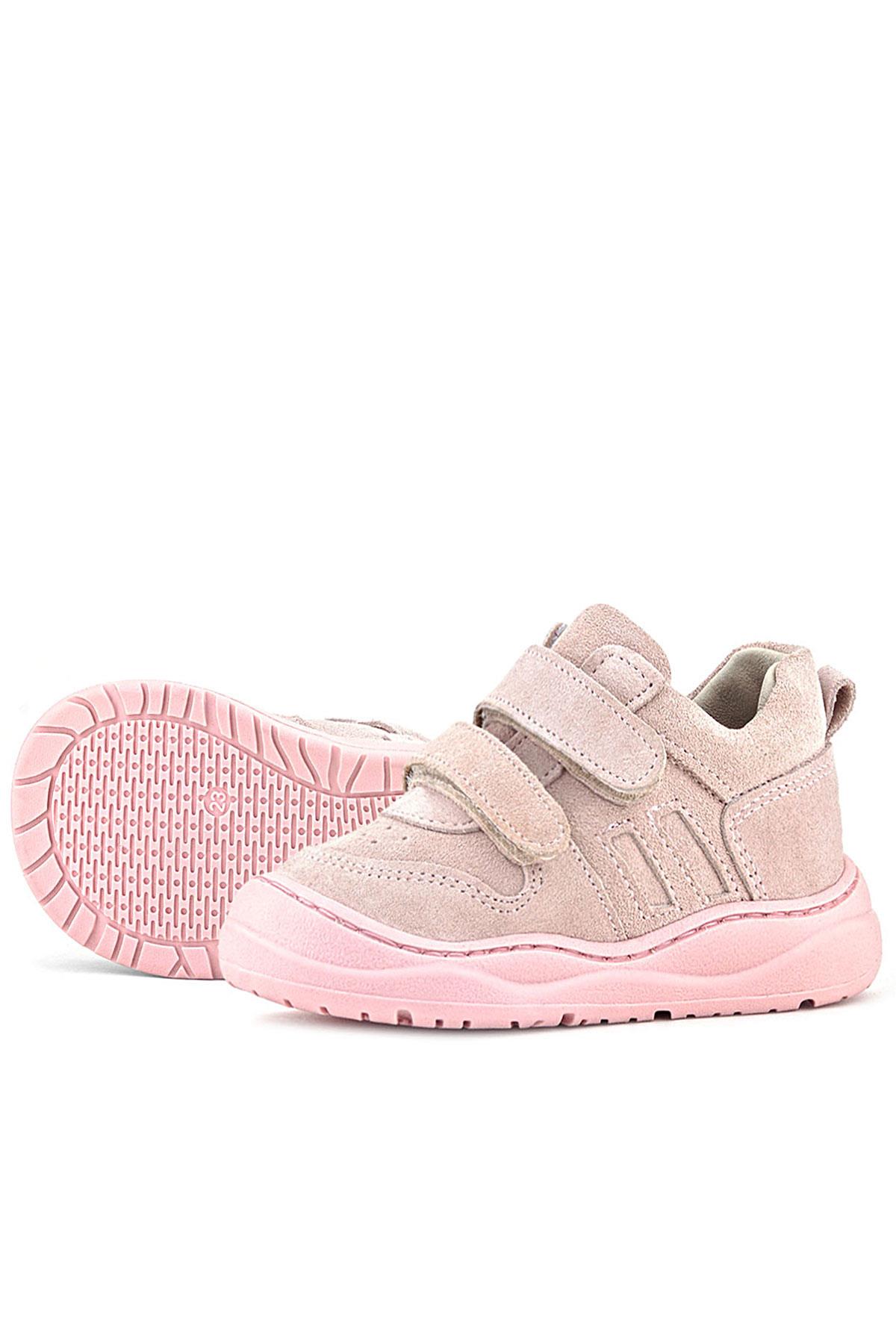 Rakerplus Schaggy Hakiki Deri Pudra Pembe Cırtlı Bebek Spor Ayakkabı