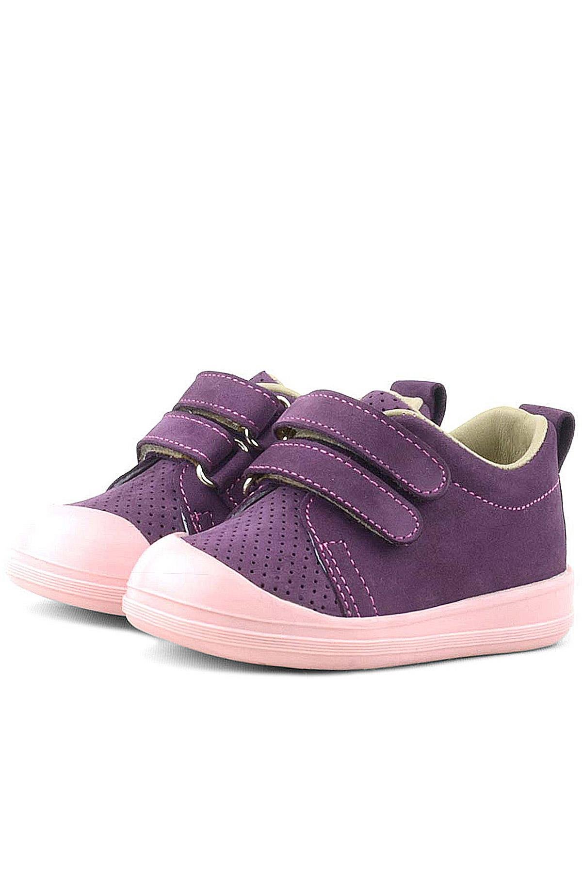 Rakerplus Sonic Hakiki Deri Mor Cırtlı Anatomik Bebek Spor Ayakkabı Sneaker