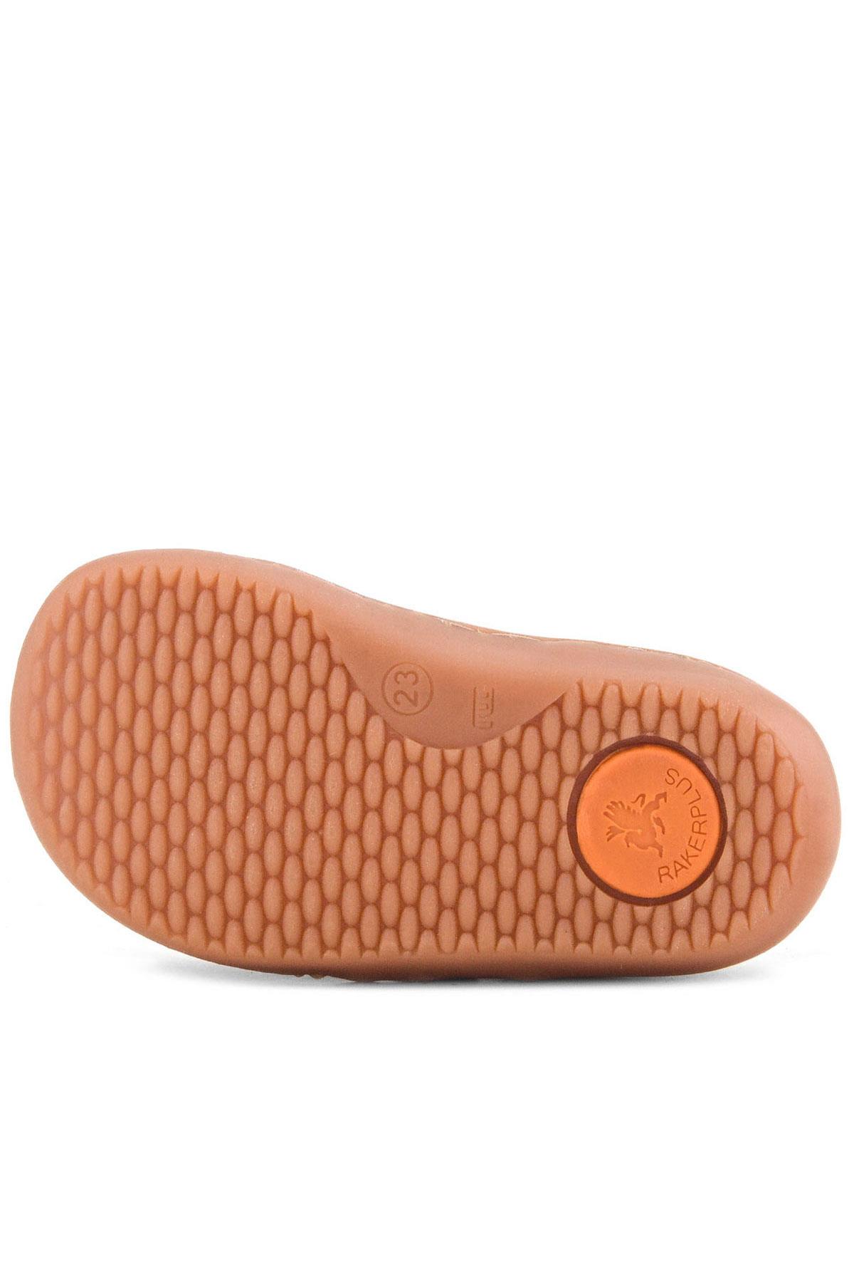 Rakerplus Bob Hakiki Deri Mor Pudra Barefoot Cırtlı Lastikli Bebek Sneaker Ayakkabı