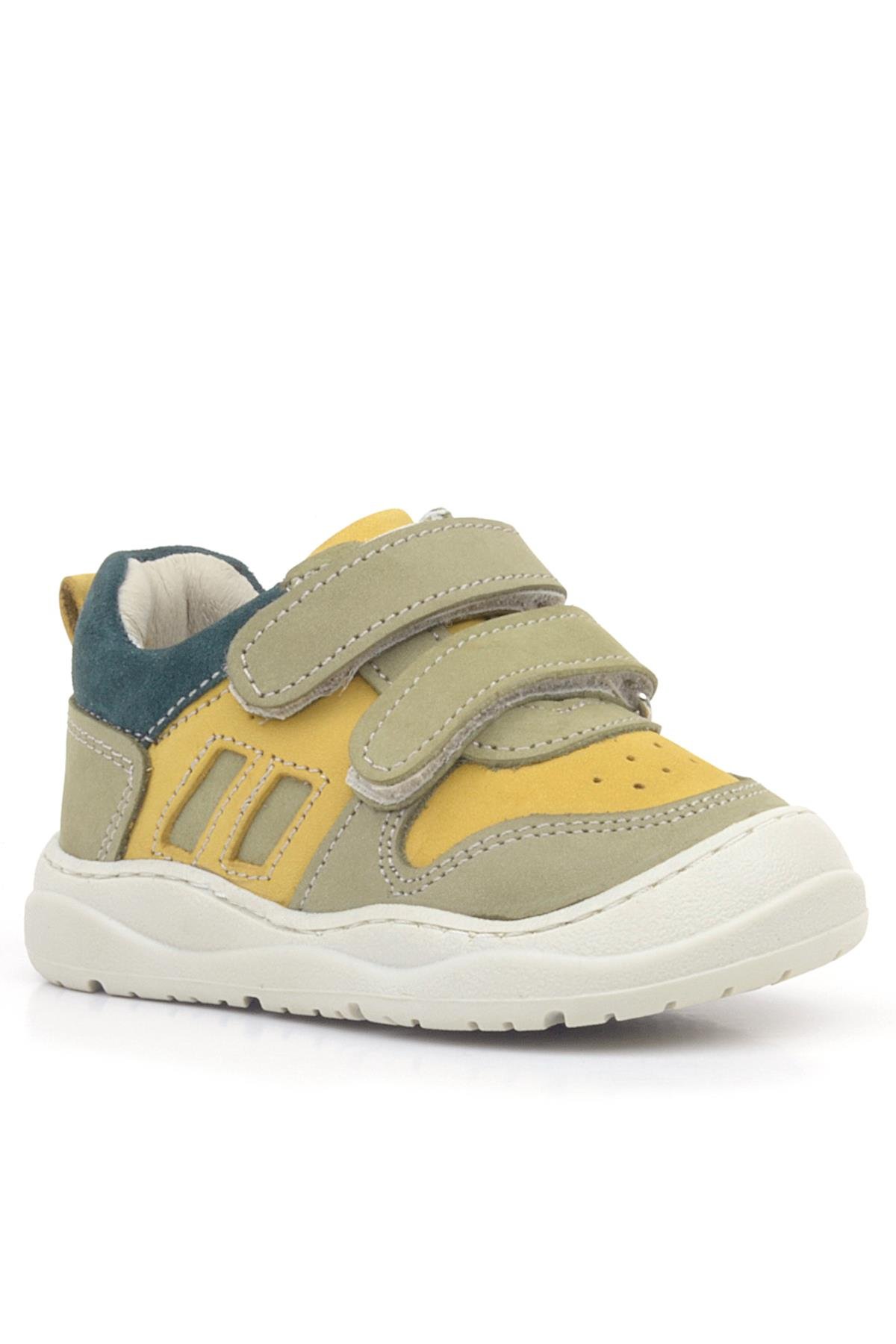 Rakerplus Schaggy Hakiki Deri Sarı Yeşil Bebek Spor Ayakkabı