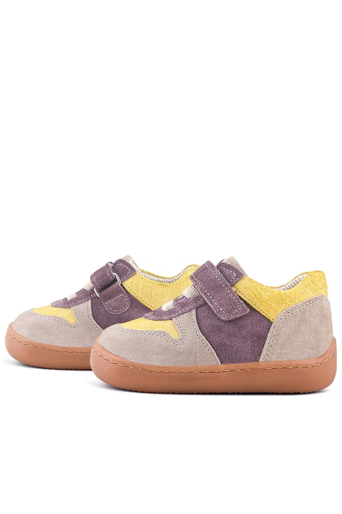 Rakerplus Bob Hakiki Deri Vizon Sarı Barefoot Cırtlı Lastikli Bebek Sneaker Ayakkabı