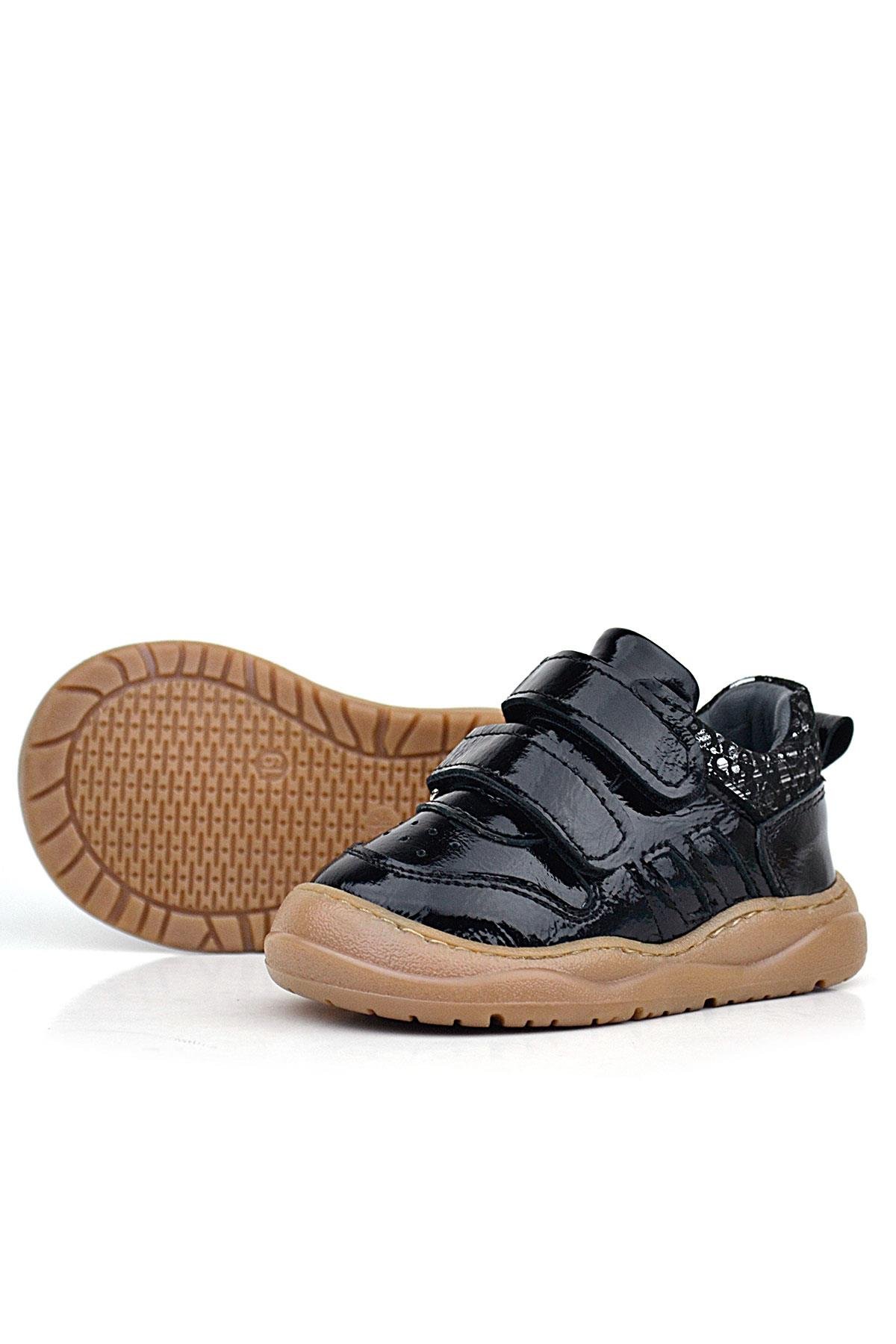 Rakerplus Schaggy Genuine Leather Shiny Black Baby Sports Shoes