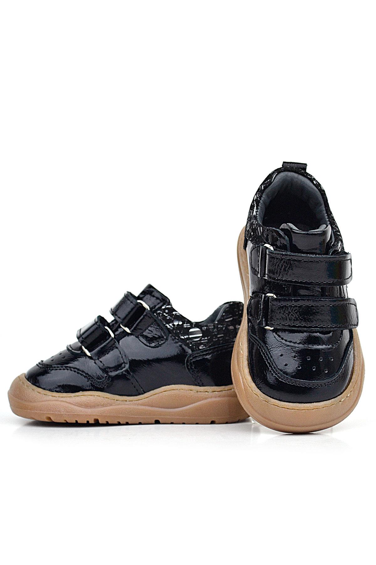 Rakerplus Schaggy Genuine Leather Shiny Black Baby Sports Shoes