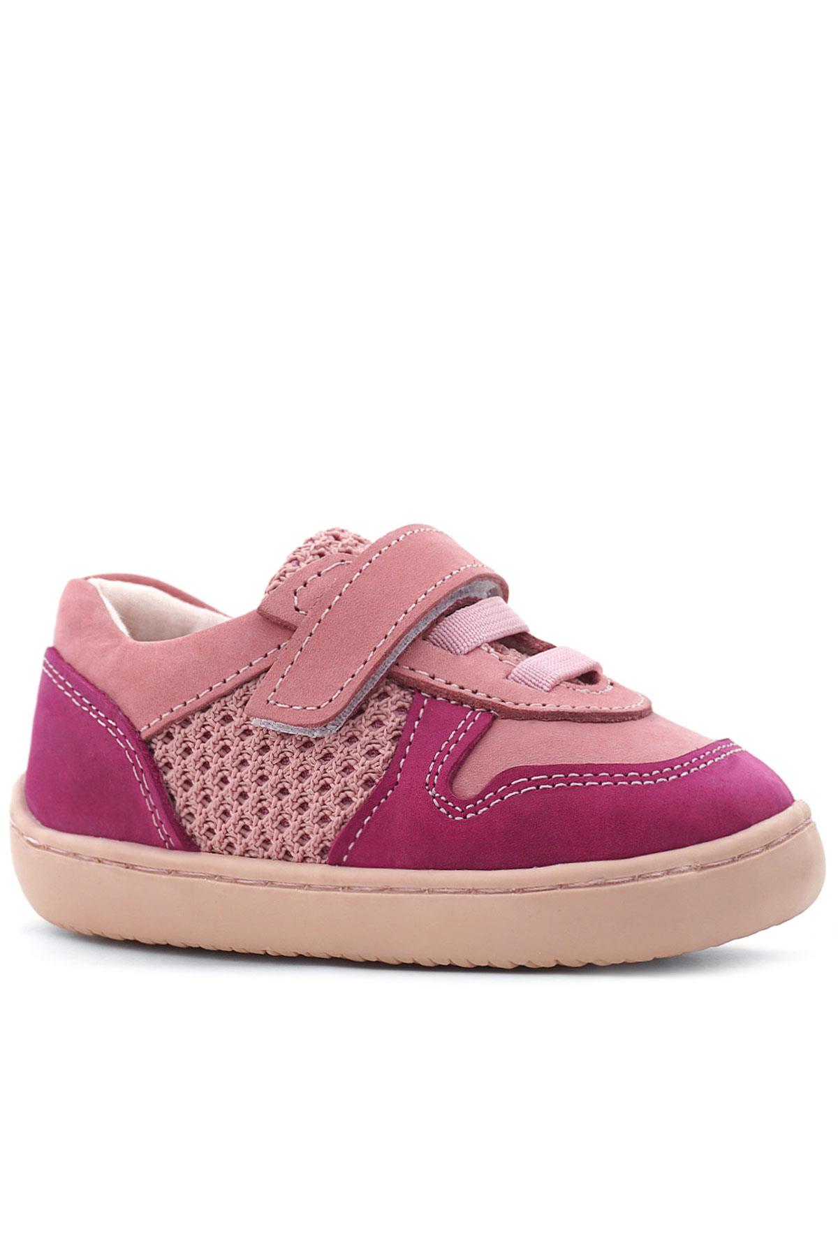Rakerplus Bob Genuine Leather Pink Barefoot Velcro Elastic Baby Sneakers