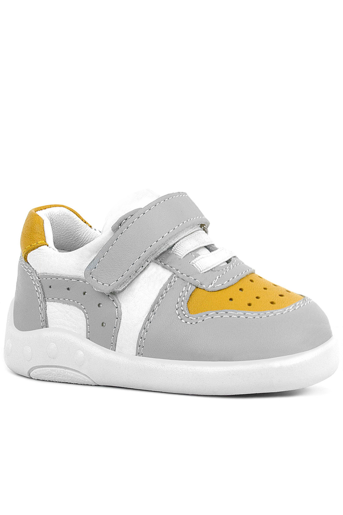 Rakerplus Genuine Leather Grey Yellow Anatomic Baby Sports Shoes