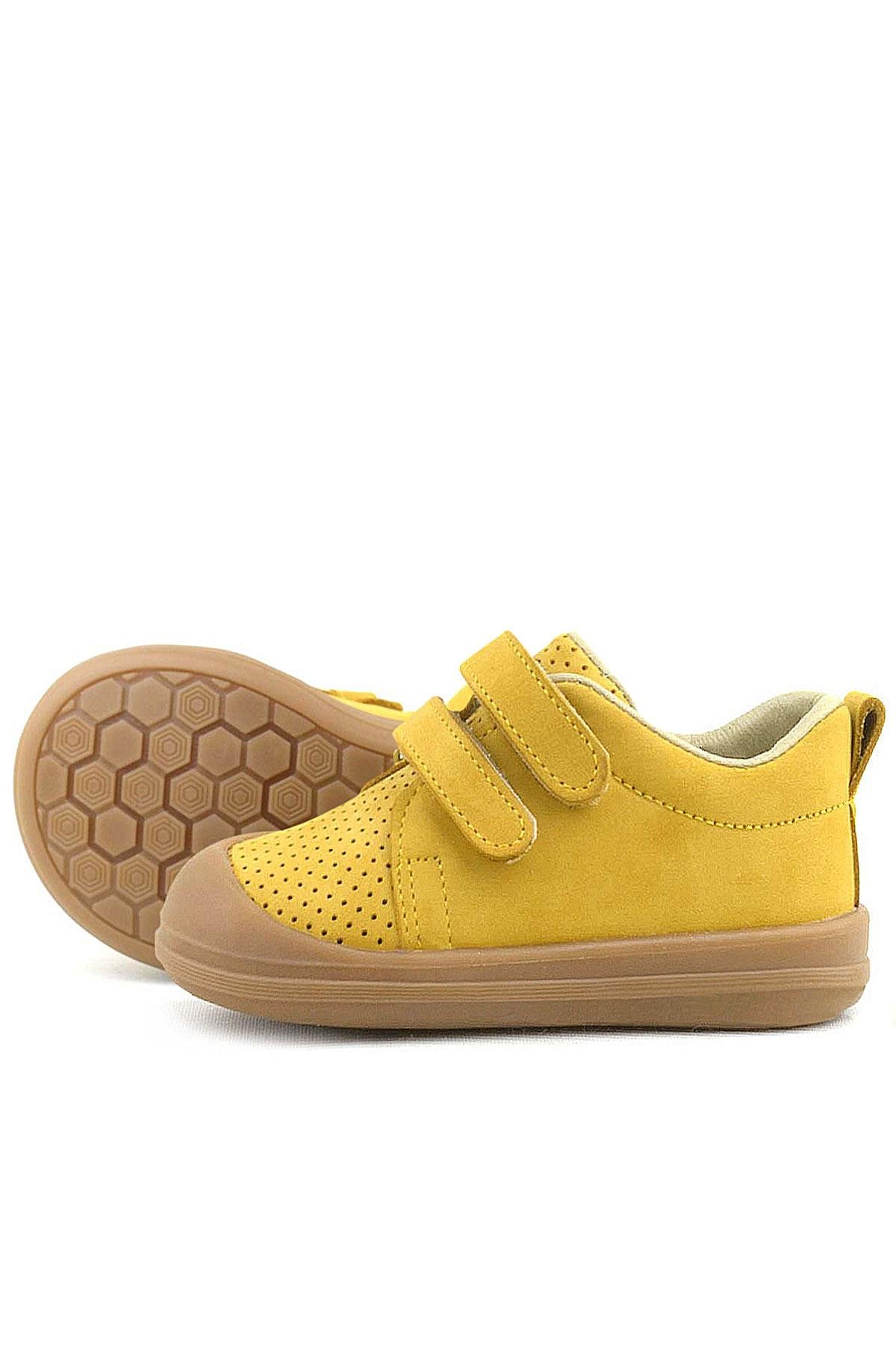 Rakerplus Sonic Hakiki Deri Sarı Cırtlı Anatomik Bebek Spor Ayakkabı Sneaker