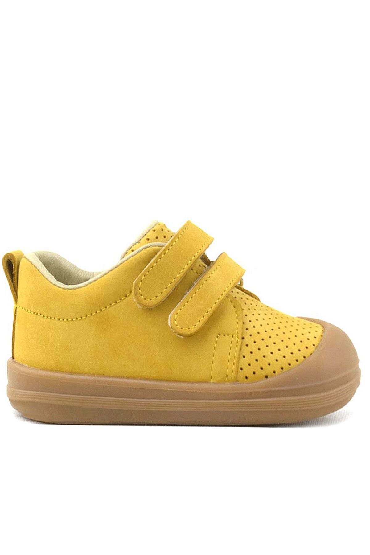 Rakerplus Sonic Hakiki Deri Sarı Cırtlı Anatomik Bebek Spor Ayakkabı Sneaker