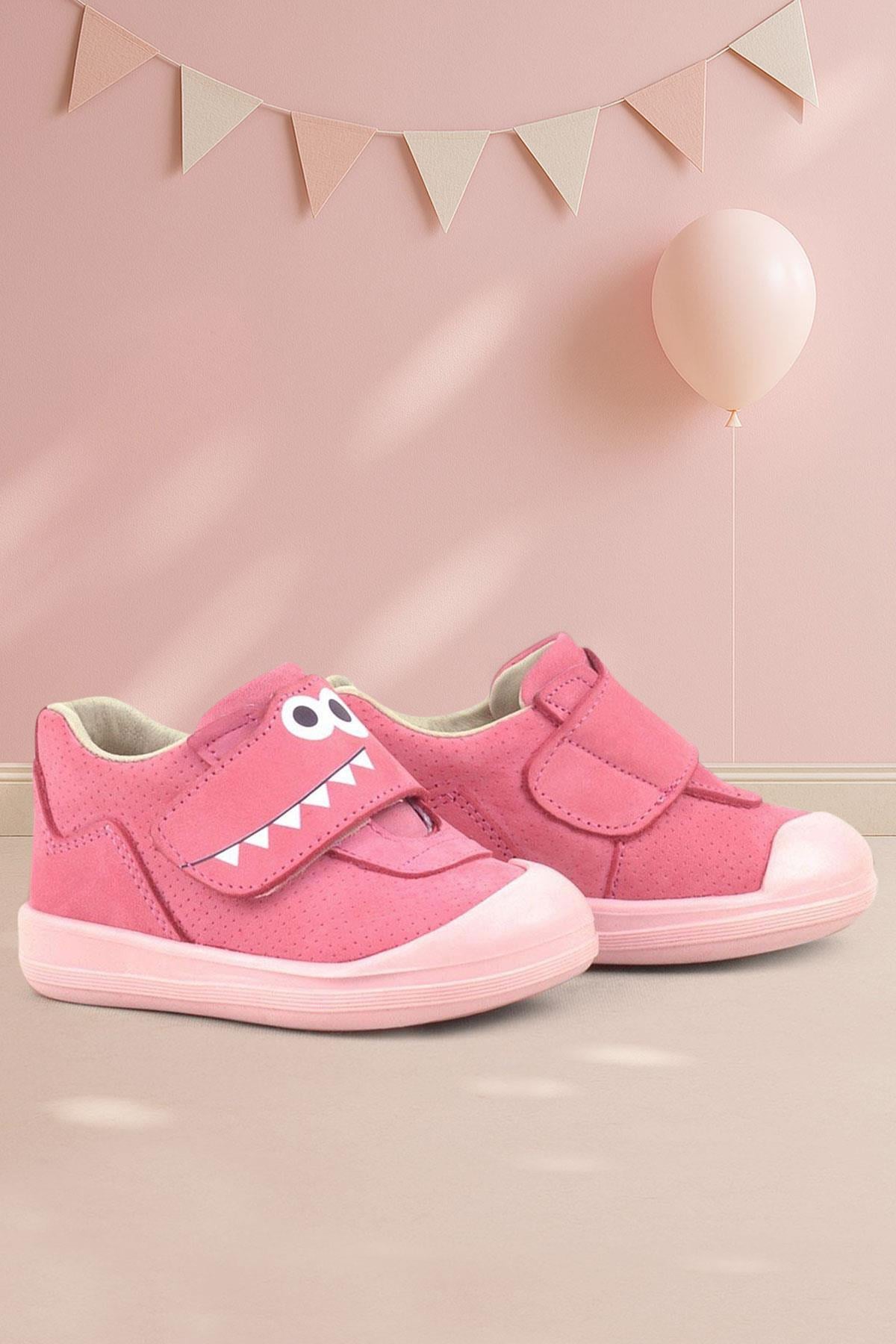Rakerplus Dino Hakiki Deri Pembe Yüksek Bilekli Bebek Ayakkabı