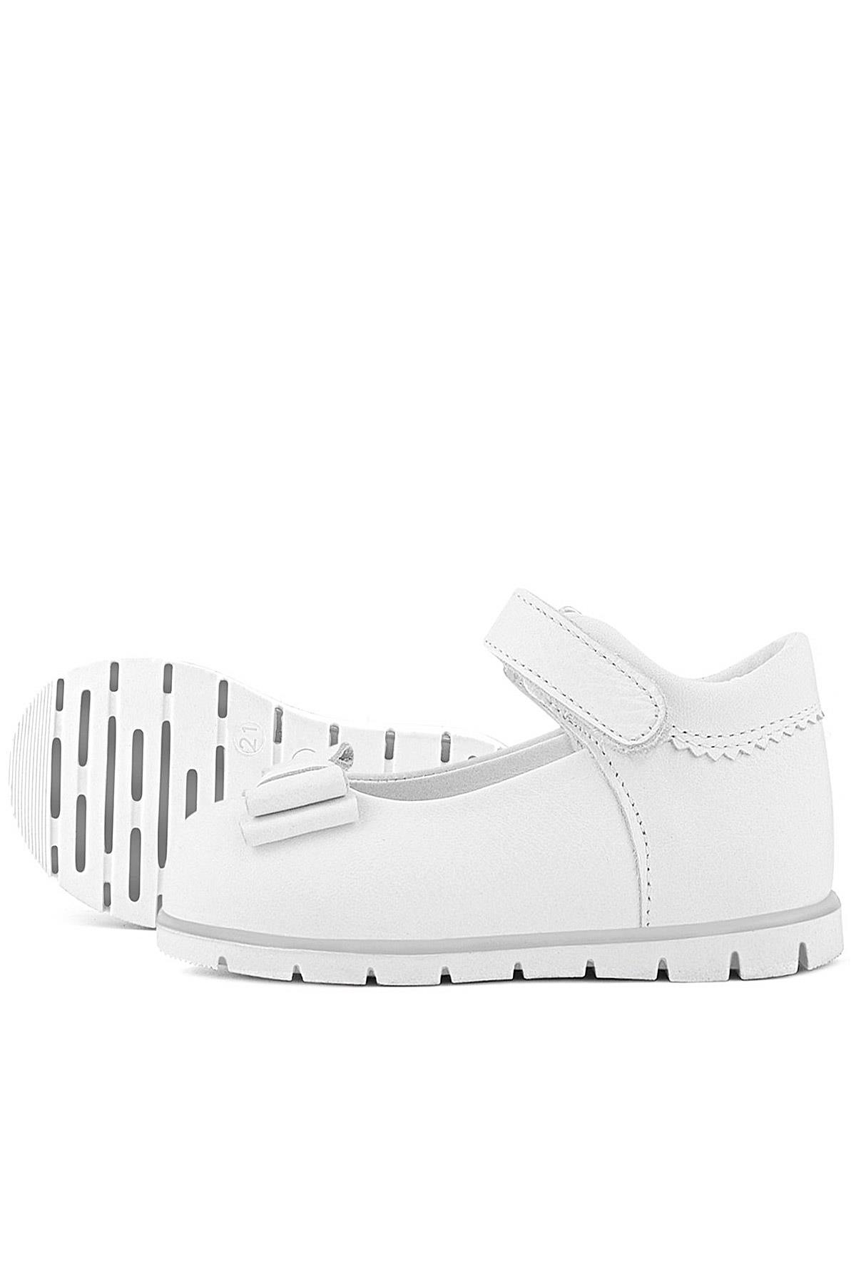 Rakerplus Hakiki Deri Beyaz Kız Bebek Babet Ayakkabı