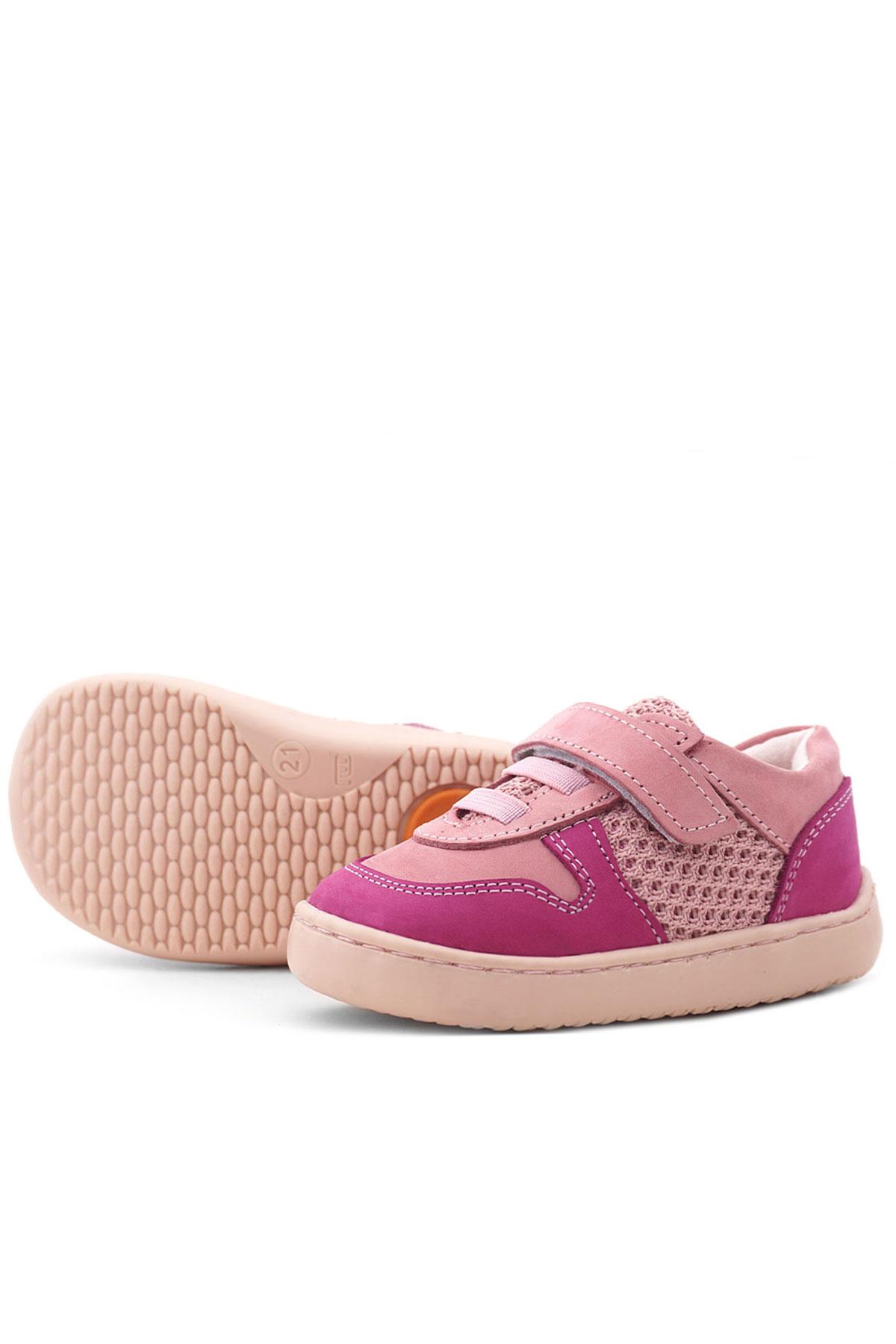 Rakerplus Bob Genuine Leather Pink Barefoot Velcro Elastic Baby Sneakers
