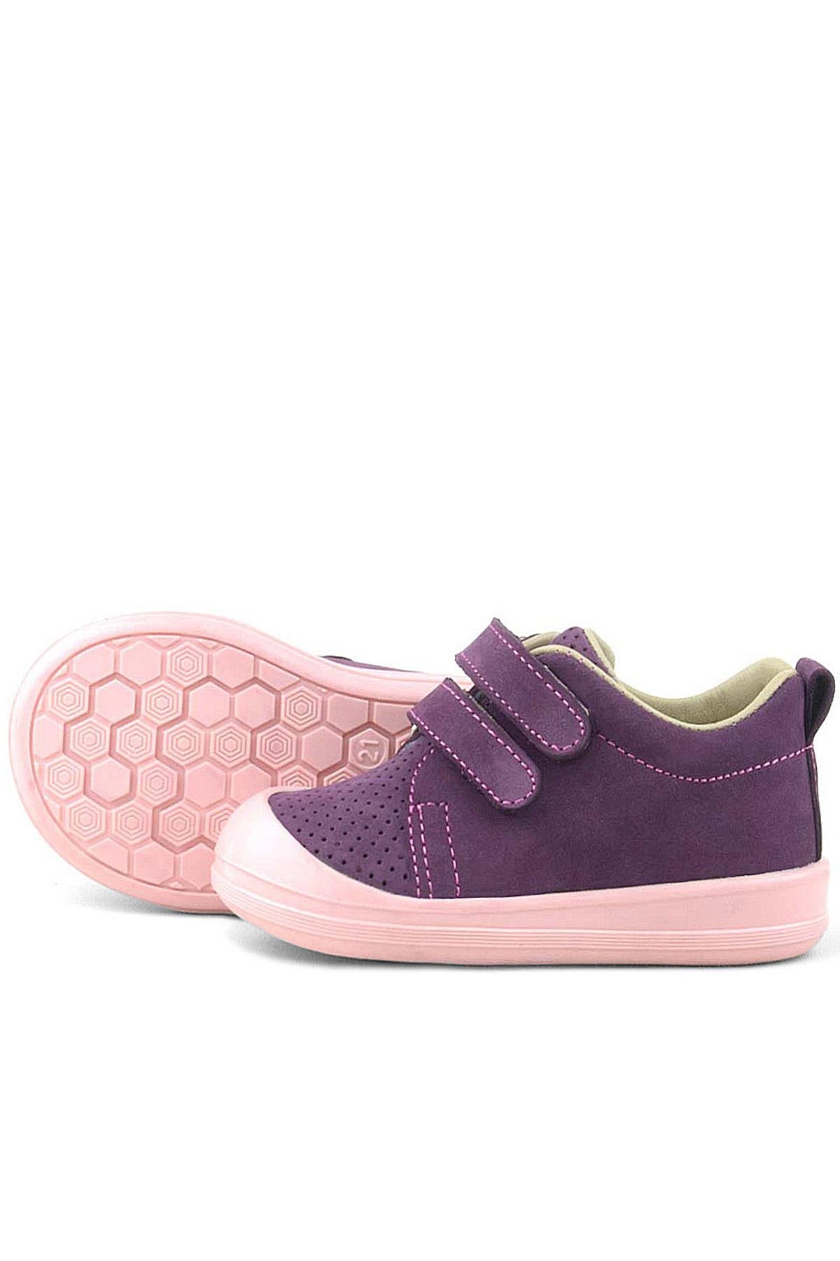 Rakerplus Sonic Hakiki Deri Mor Cırtlı Anatomik Bebek Spor Ayakkabı Sneaker