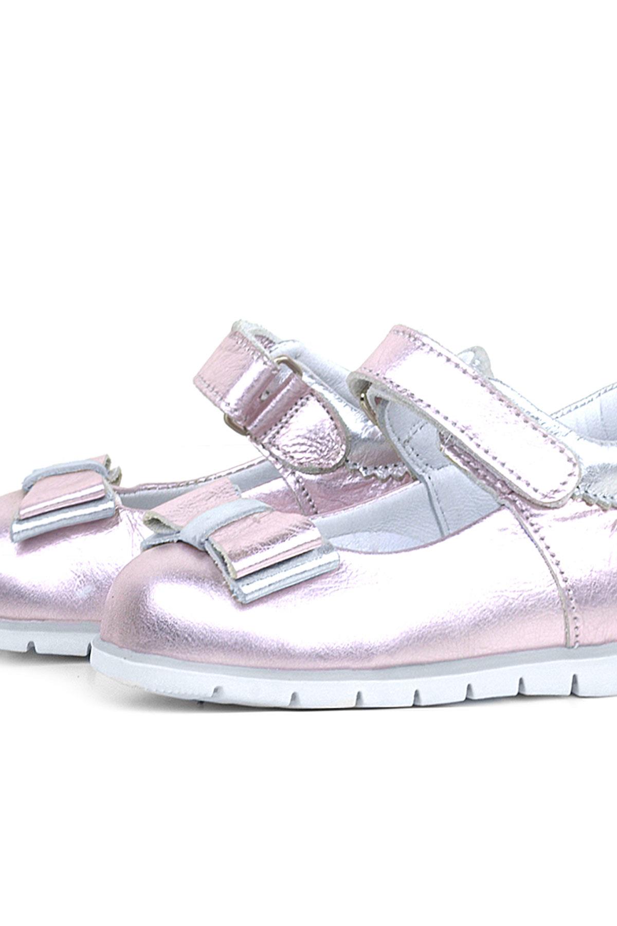 Rakerplus Genuine Leather Pink Silver Babettestes For Baby Girls