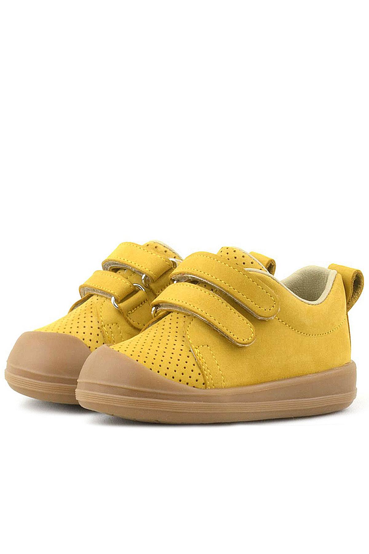 Rakerplus Sonic Hakiki Deri Sarı Cırtlı Anatomik Bebek Spor Ayakkabı Sneaker