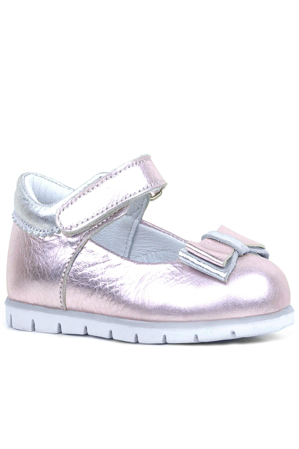 Rakerplus Genuine Leather Pink Silver Babettestes For Baby Girls