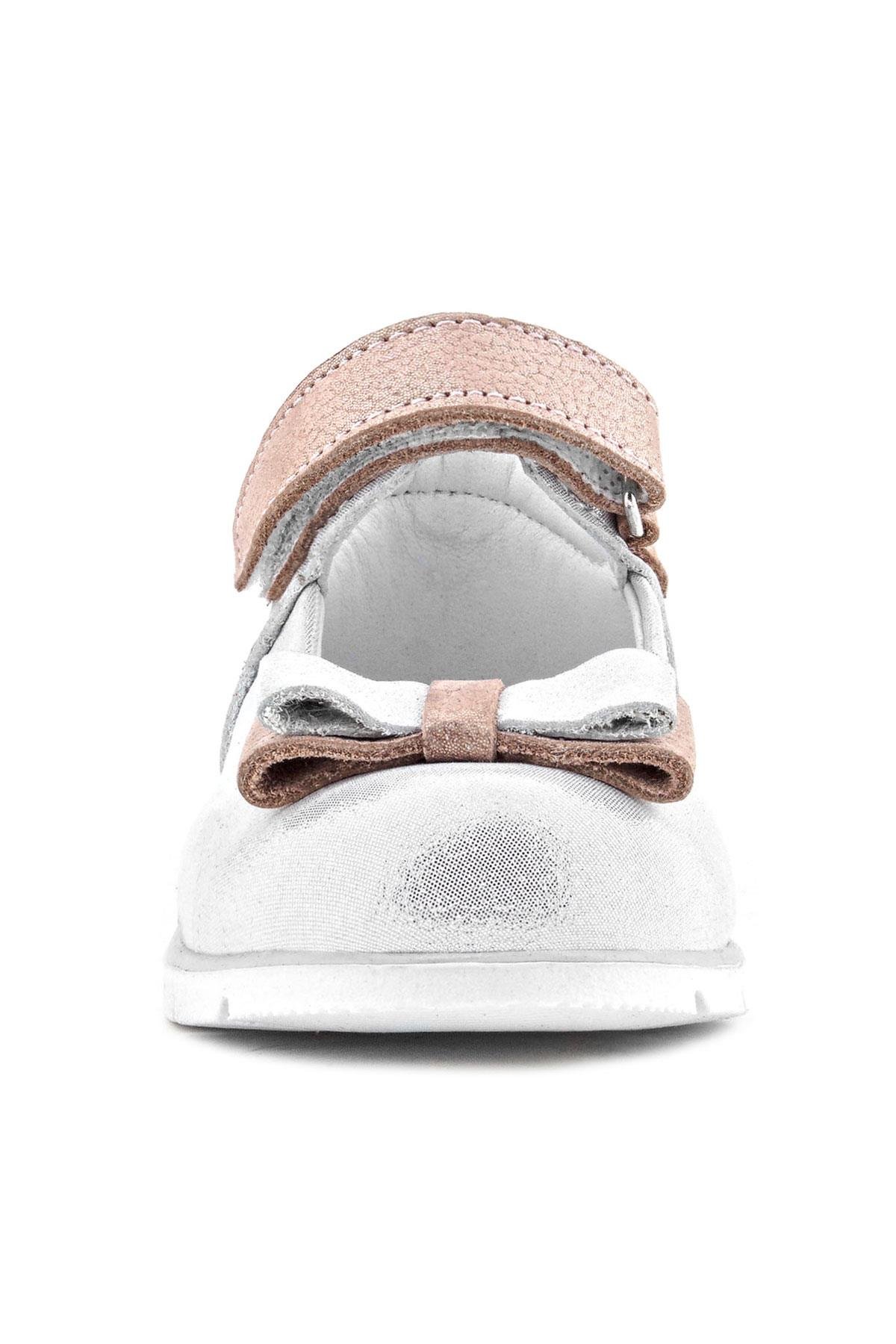 Rakerplus Hakiki Deri Gümüş Pudra Kız Bebek Babet Ayakkabı