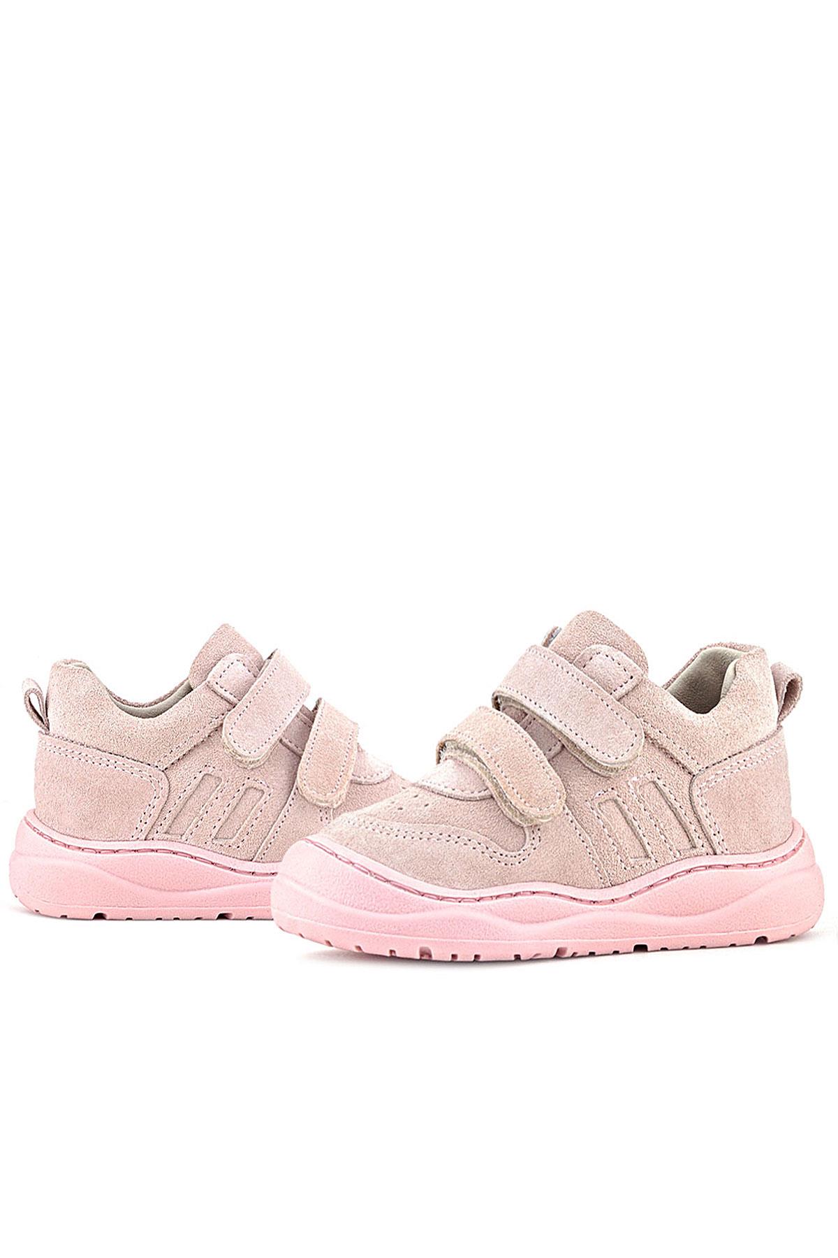 Rakerplus Schaggy Hakiki Deri Pudra Pembe Cırtlı Bebek Spor Ayakkabı