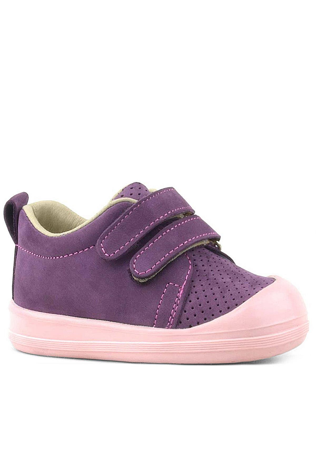 Rakerplus Sonic Hakiki Deri Mor Cırtlı Anatomik Bebek Spor Ayakkabı Sneaker
