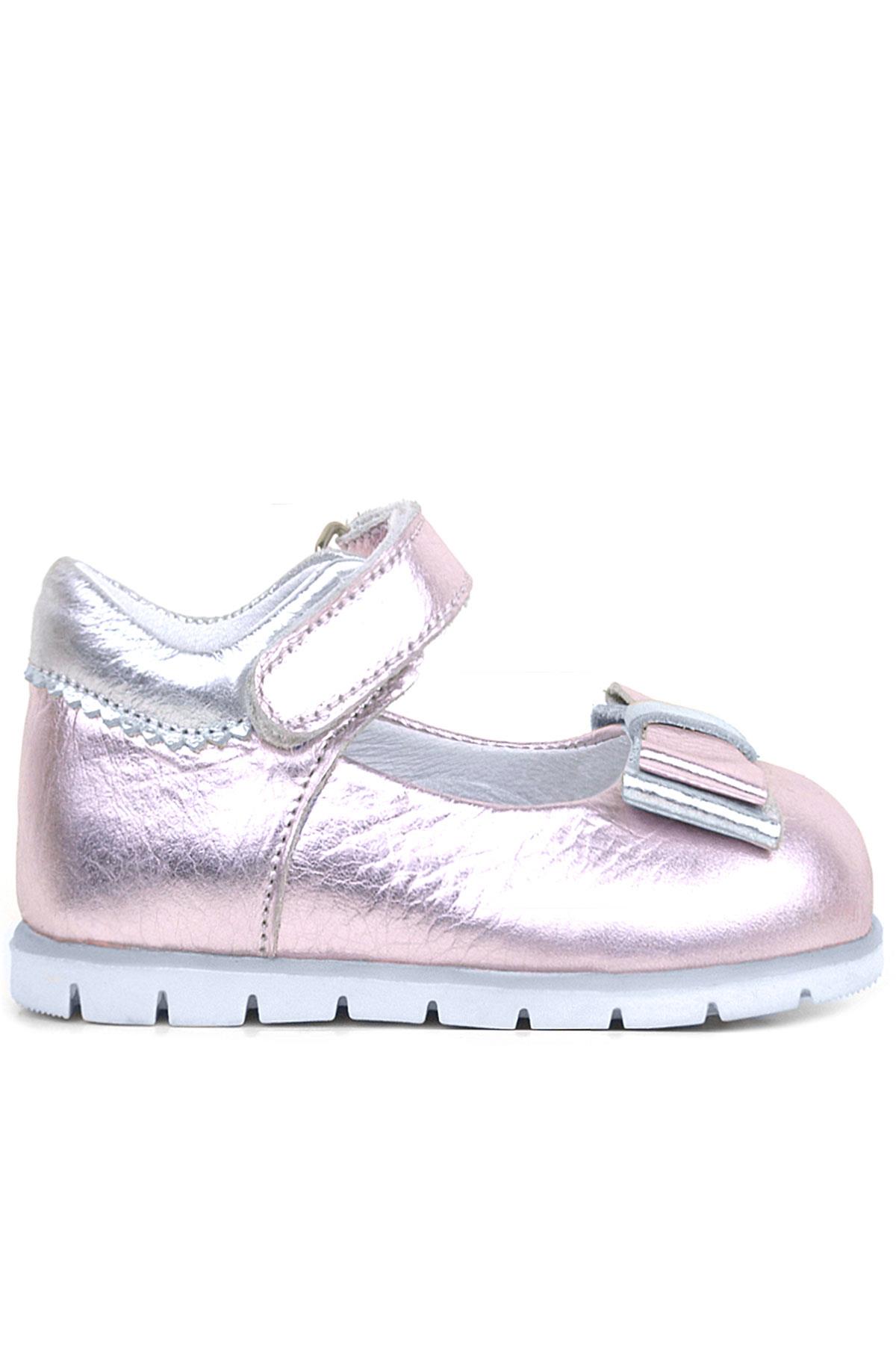 Rakerplus Genuine Leather Pink Silver Babettestes For Baby Girls