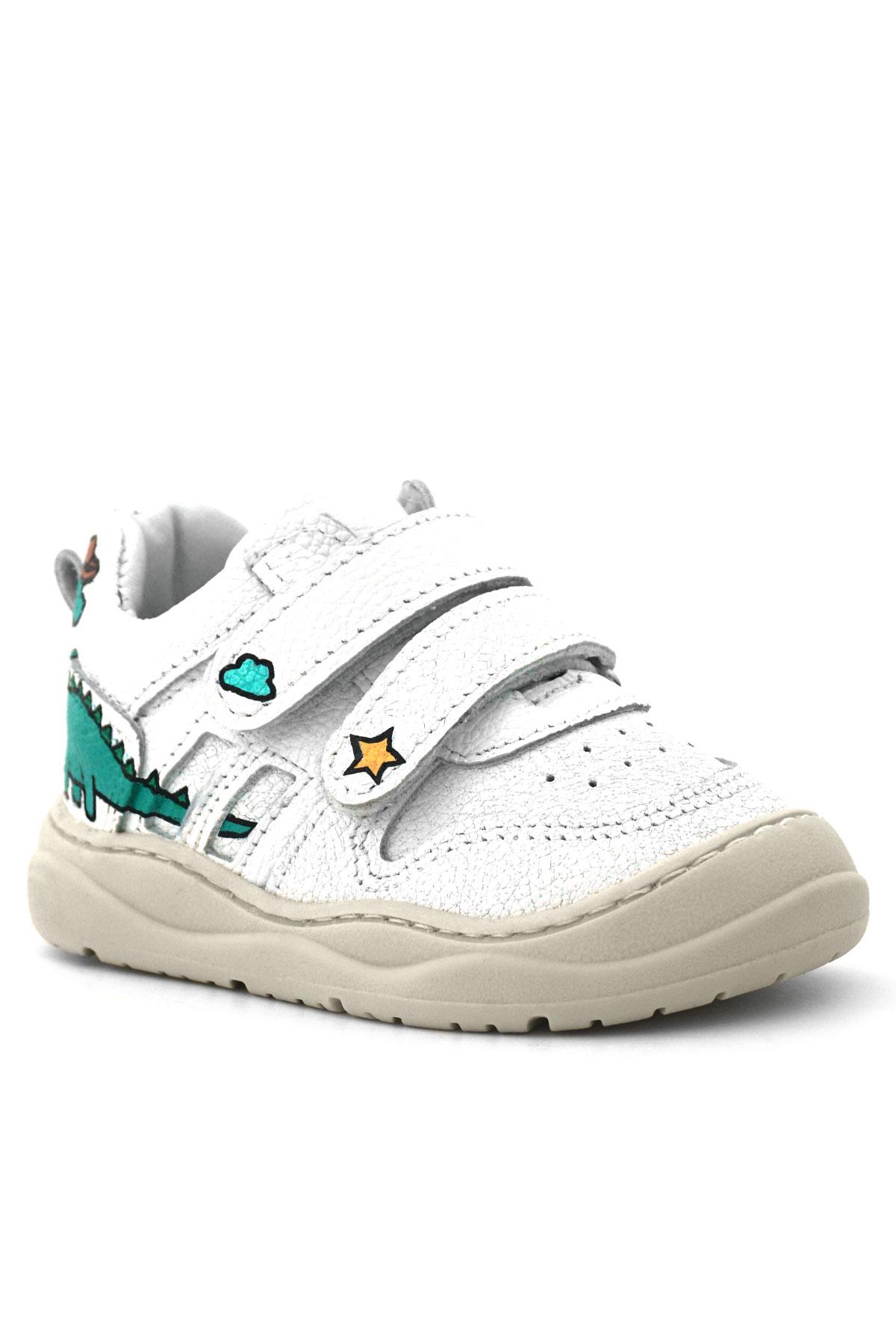 Rakerplus Tbons Özel Tasarım Schaggy Hakiki Deri Beyaz Bebek Spor Ayakkabı