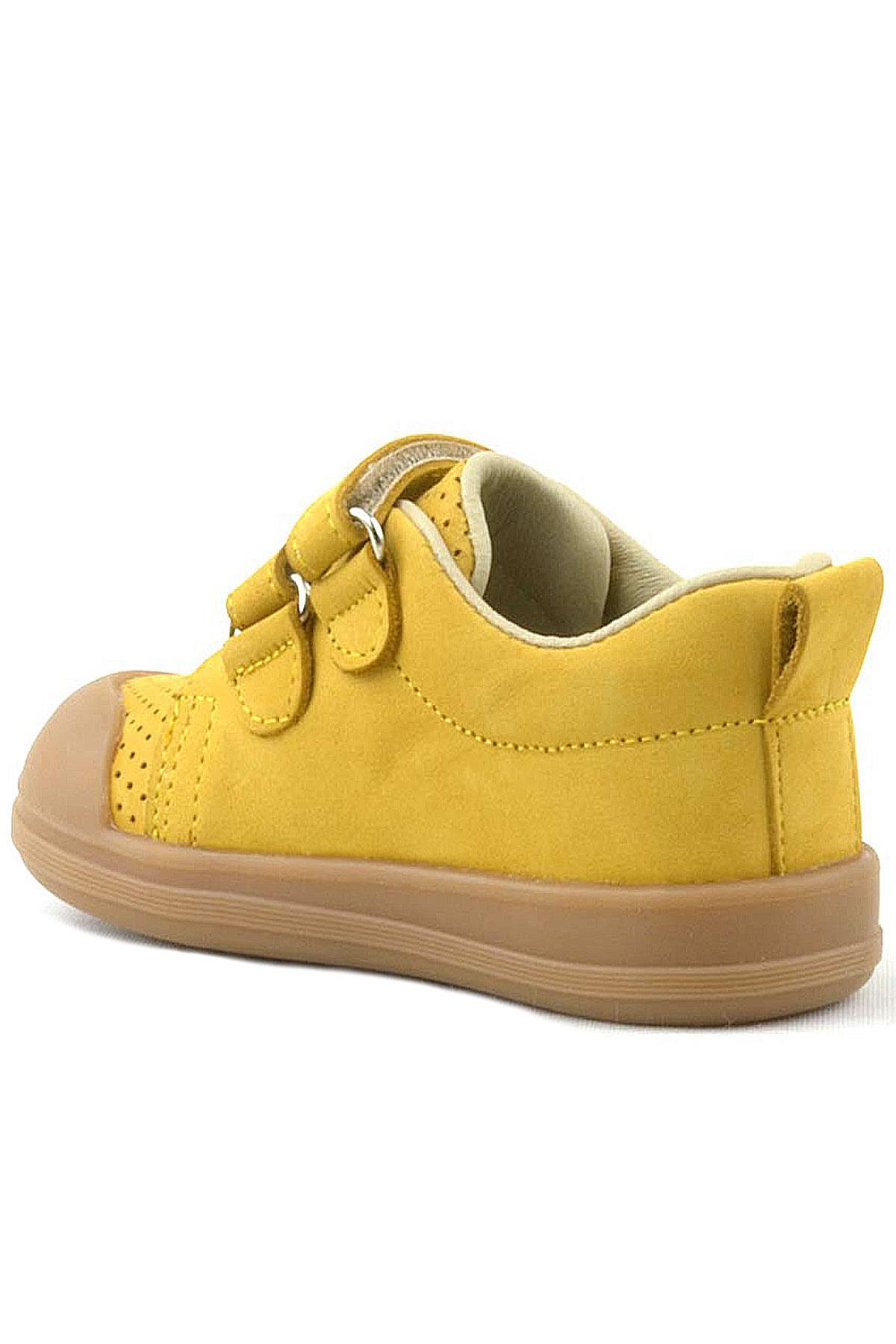 Rakerplus Sonic Hakiki Deri Sarı Cırtlı Anatomik Bebek Spor Ayakkabı Sneaker