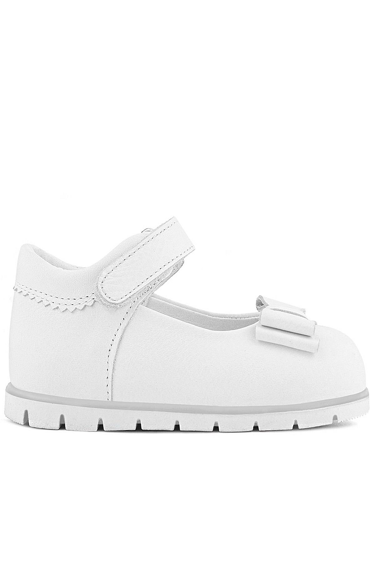 Rakerplus Hakiki Deri Beyaz Kız Bebek Babet Ayakkabı