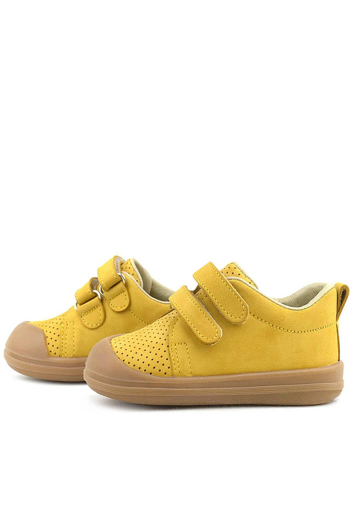 Rakerplus Sonic Hakiki Deri Sarı Cırtlı Anatomik Bebek Spor Ayakkabı Sneaker