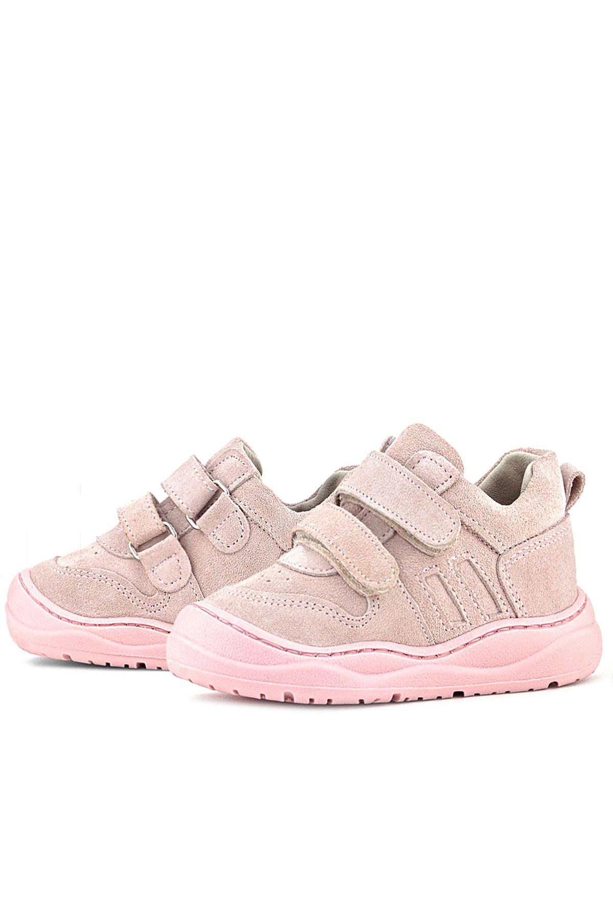 Rakerplus Schaggy Hakiki Deri Pudra Pembe Cırtlı Bebek Spor Ayakkabı